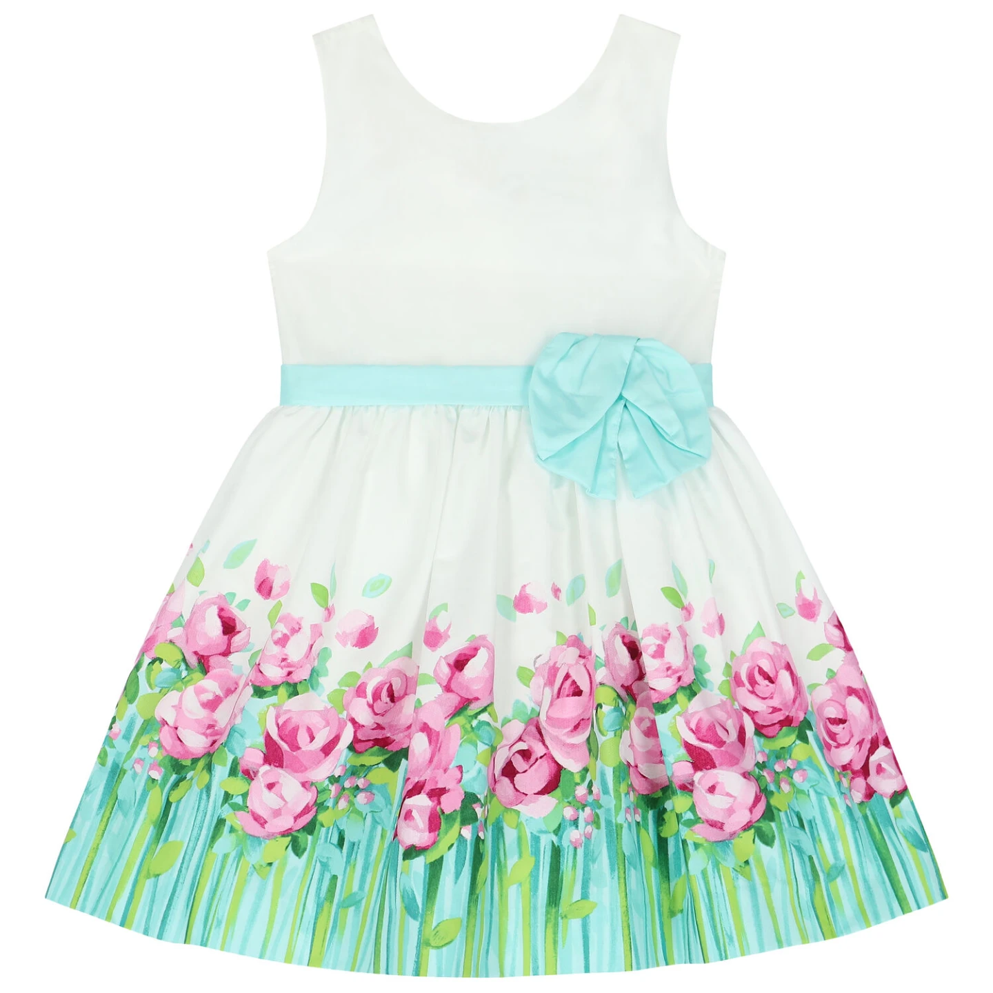 Mayoral Girls White & Green Floral Dress - photo 3