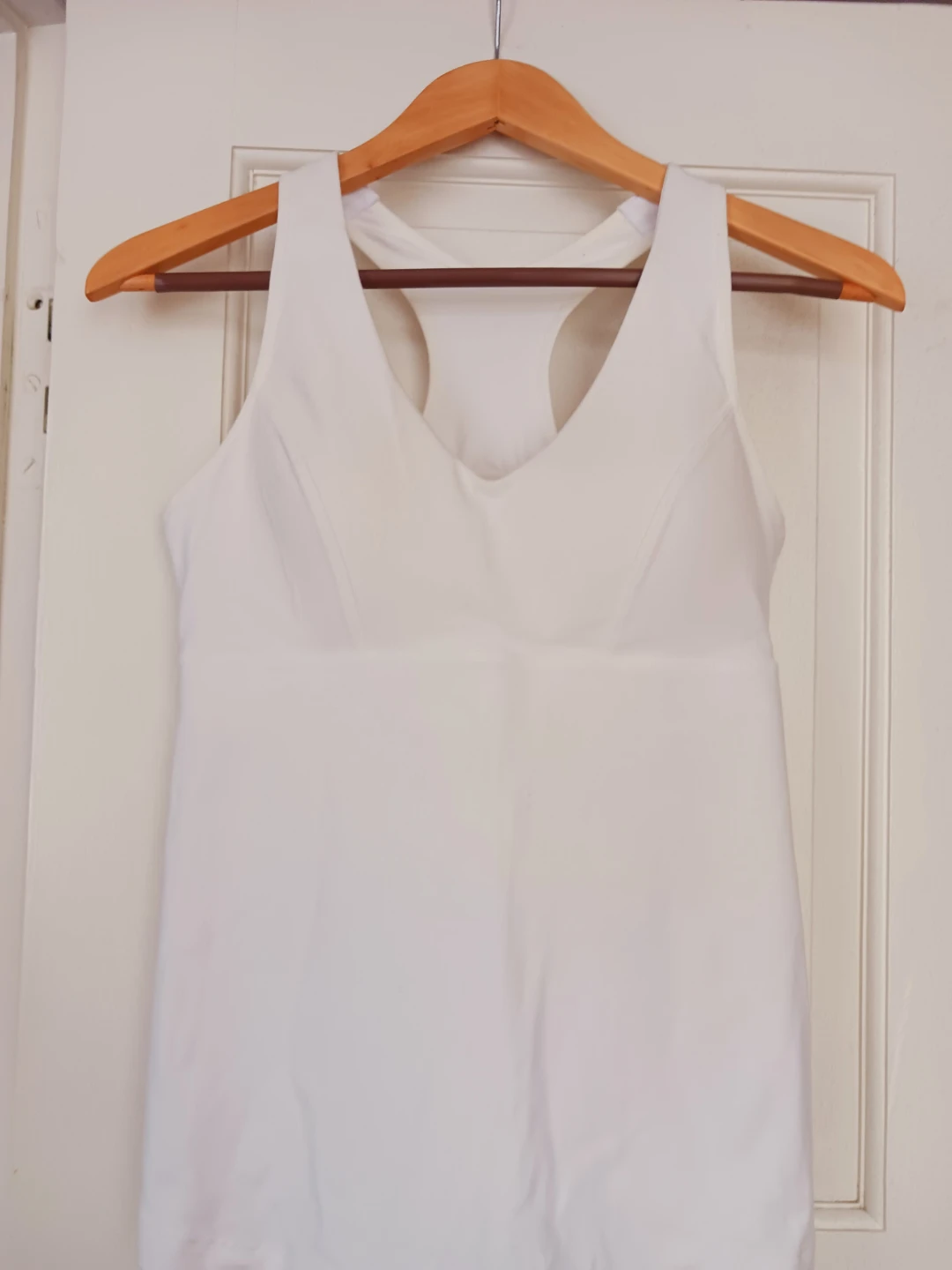 New !! White Tank Top with Built-in Bra.  Size L.