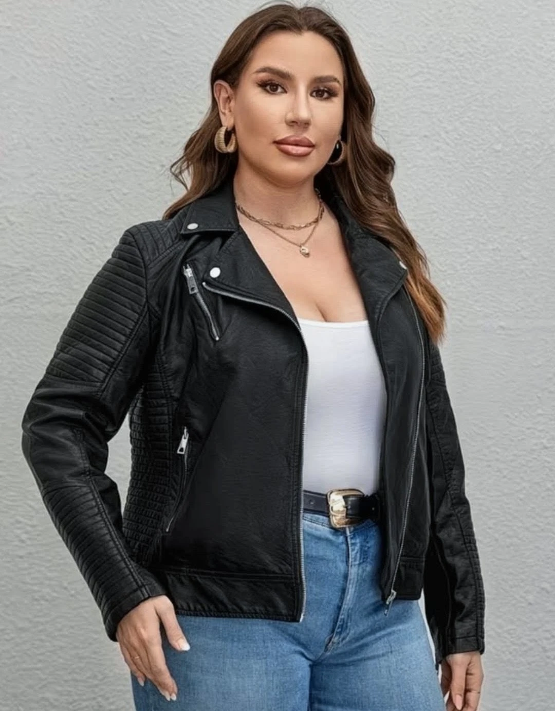 Black Faux Leather Moto Jacket