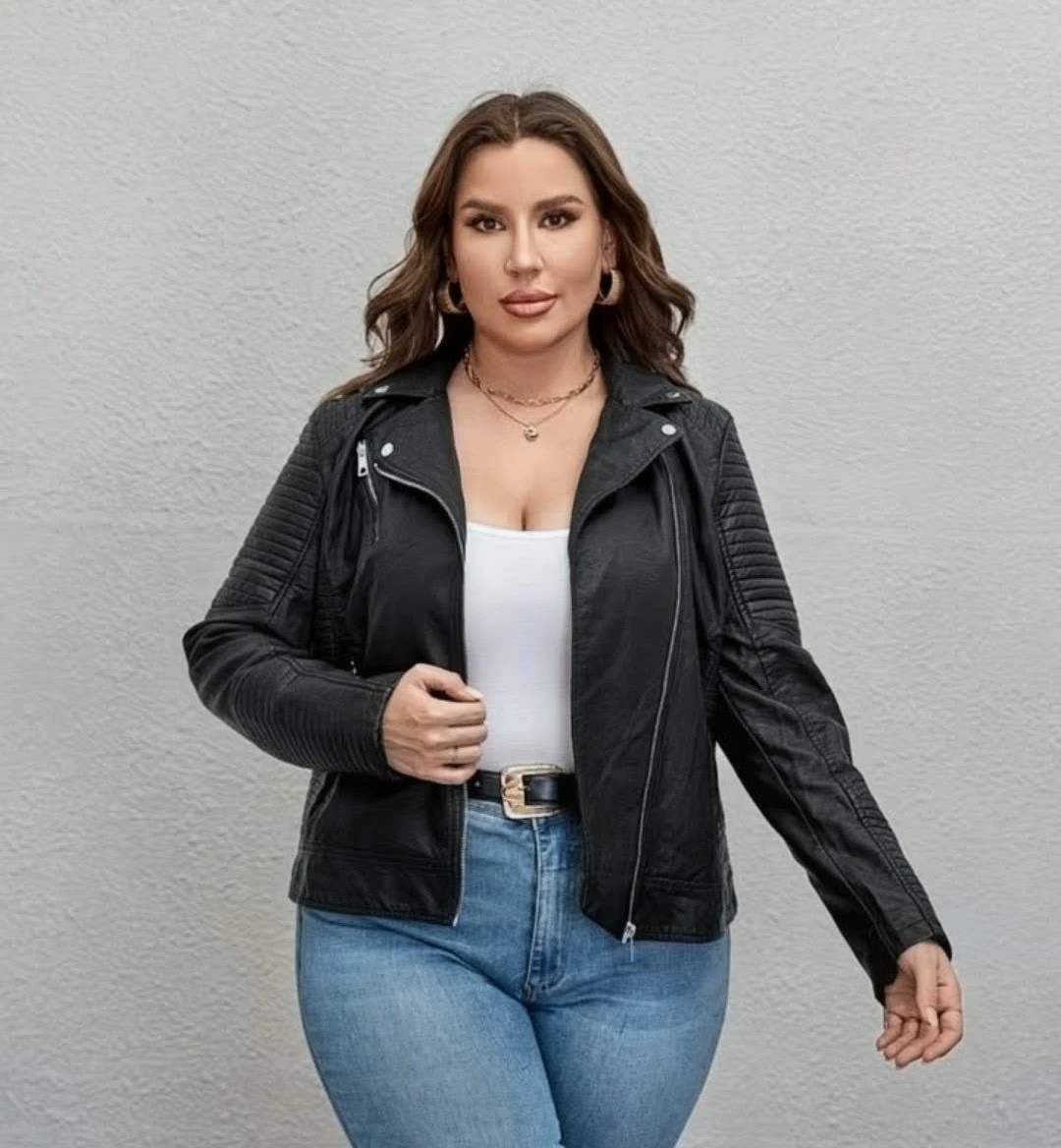 Black Faux Leather Moto Jacket - photo 3