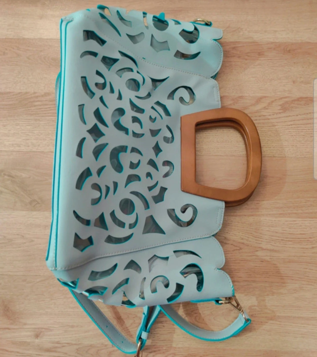 Vintage Blue Transparent Bag Hand Cut Out Design - photo 2