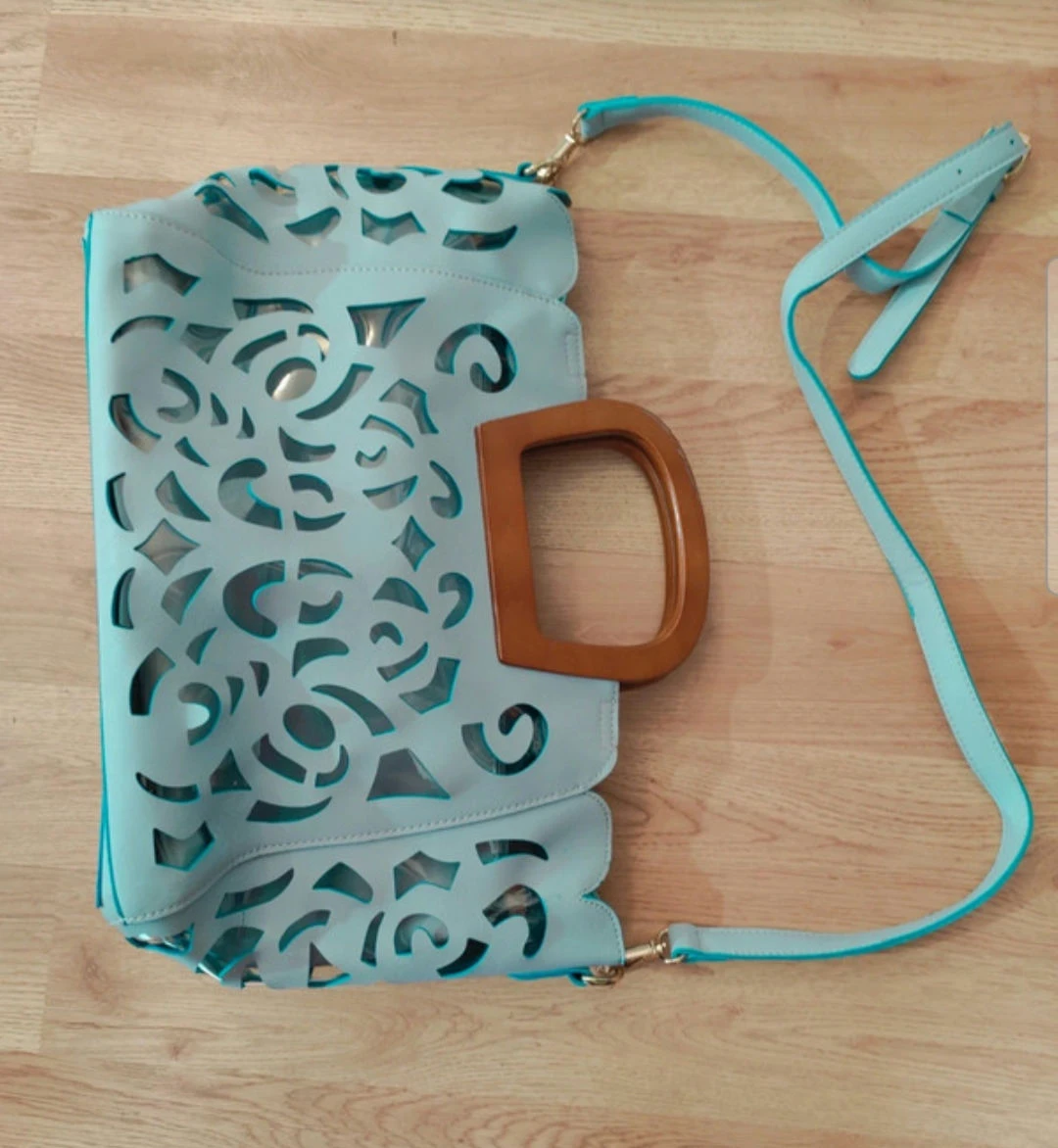Vintage Blue Transparent Bag Hand Cut Out Design - photo 3