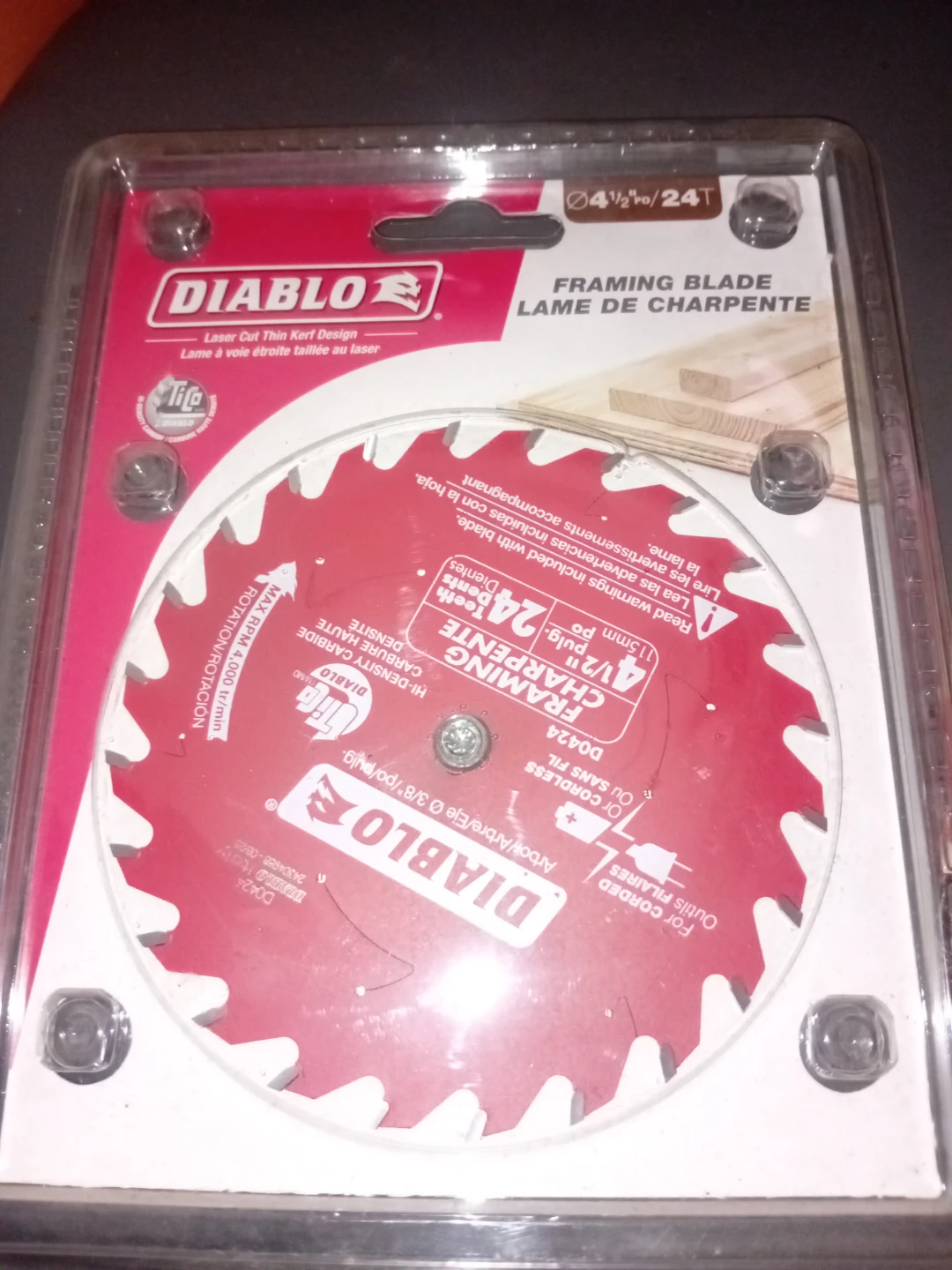 Diablo 4 1/2" Framing Saw Blade 24T