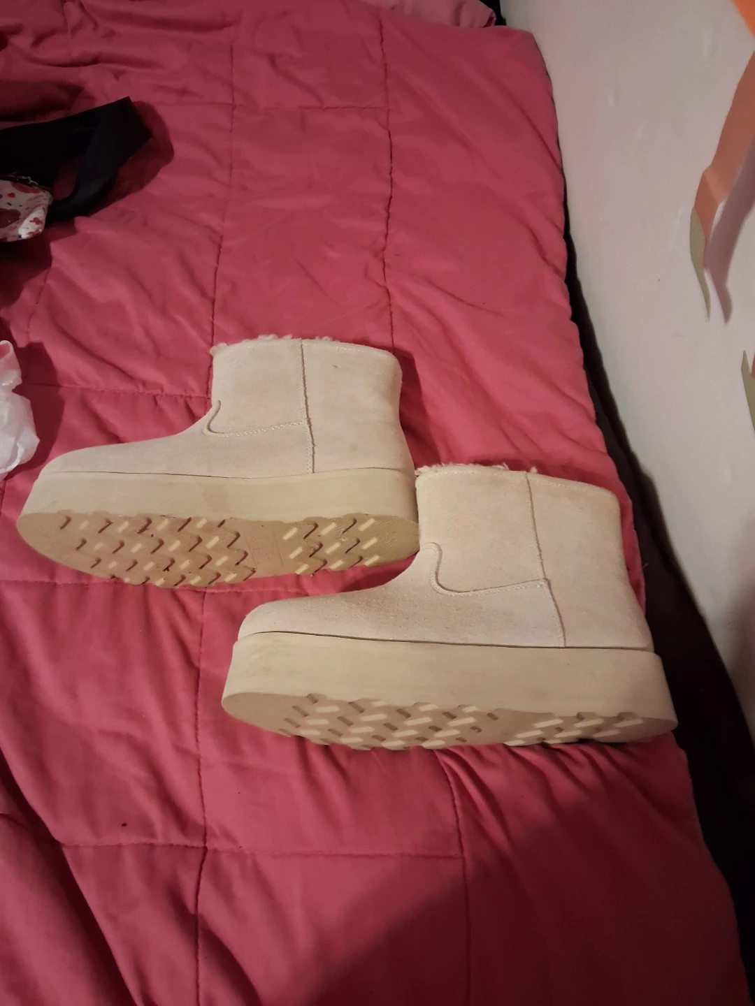 Beige Platform Boots