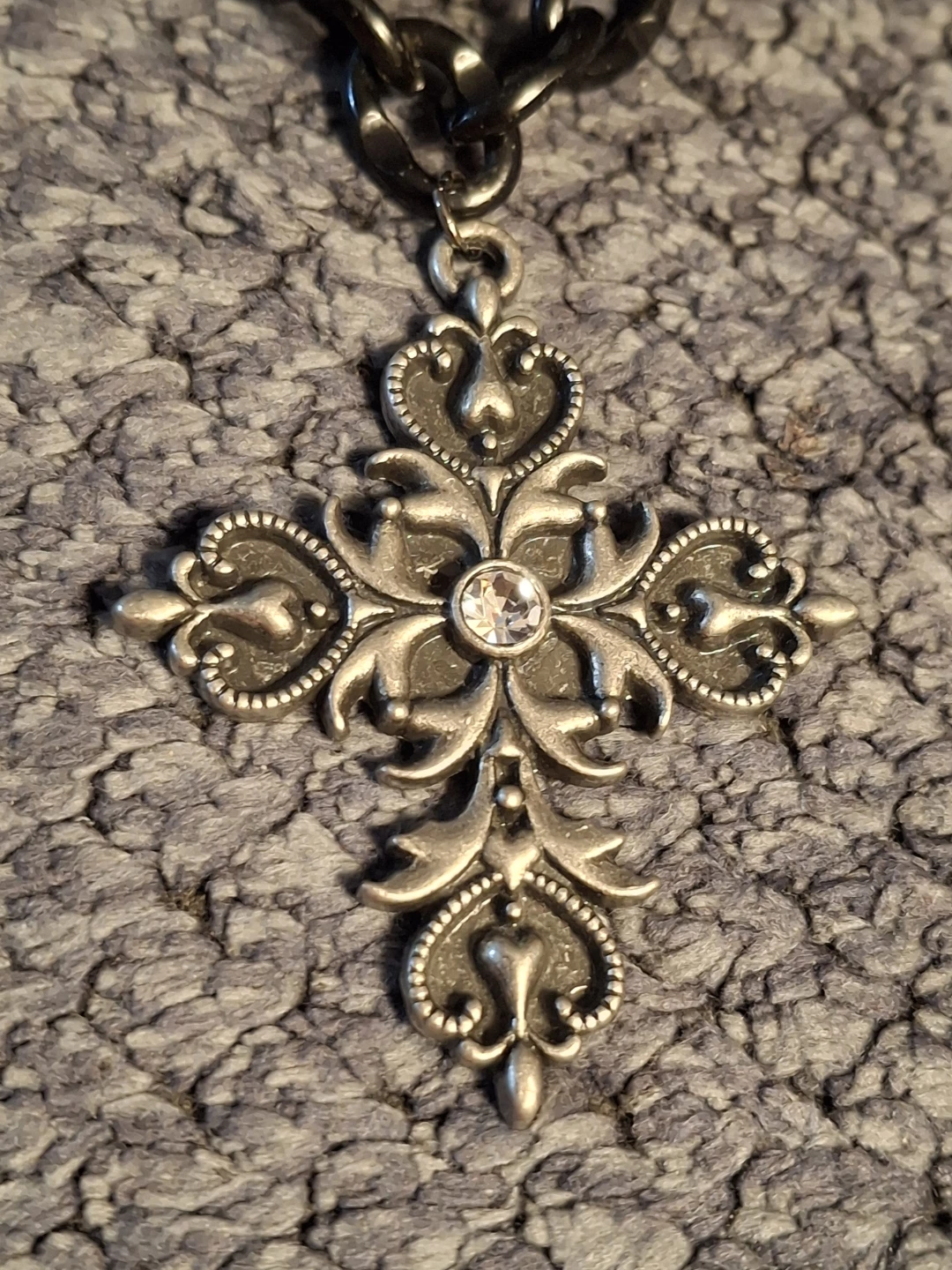 Black Chain Necklace with Silver Cross Pendant - photo 4