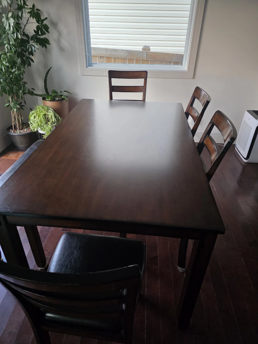 Dining Table with glass top and 4 chairs and 1 bench - photo 2