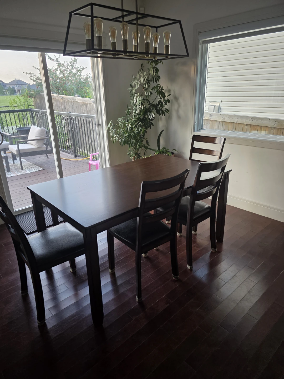 Dining Table with glass top and 4 chairs and 1 bench - photo 3