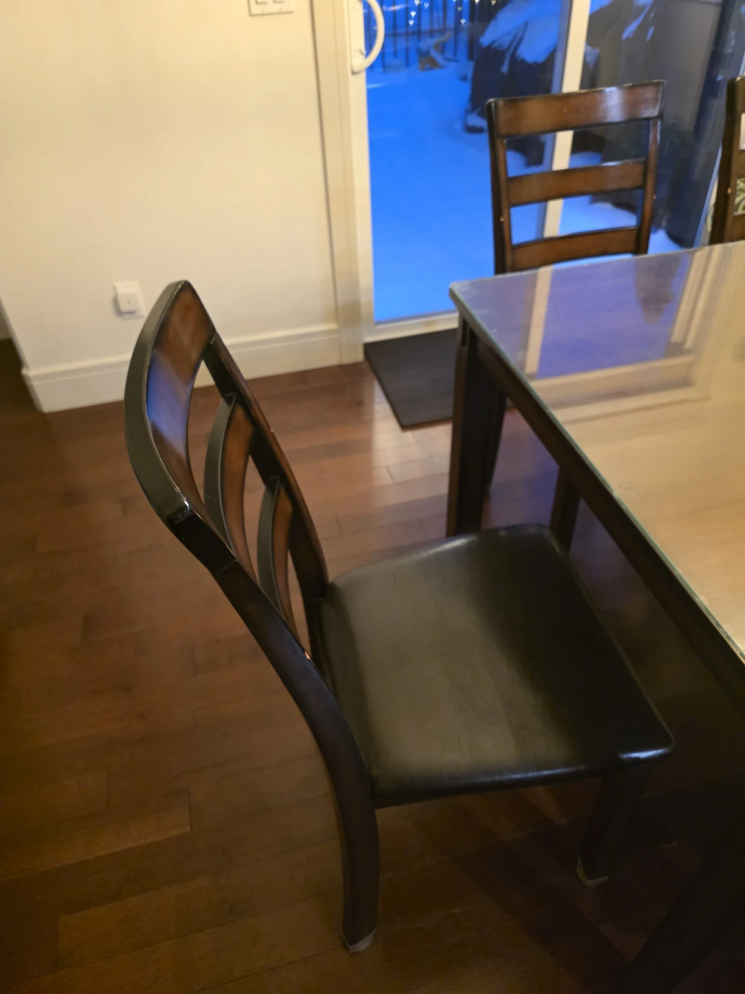Dining Table with glass top and 4 chairs and 1 bench - photo 5