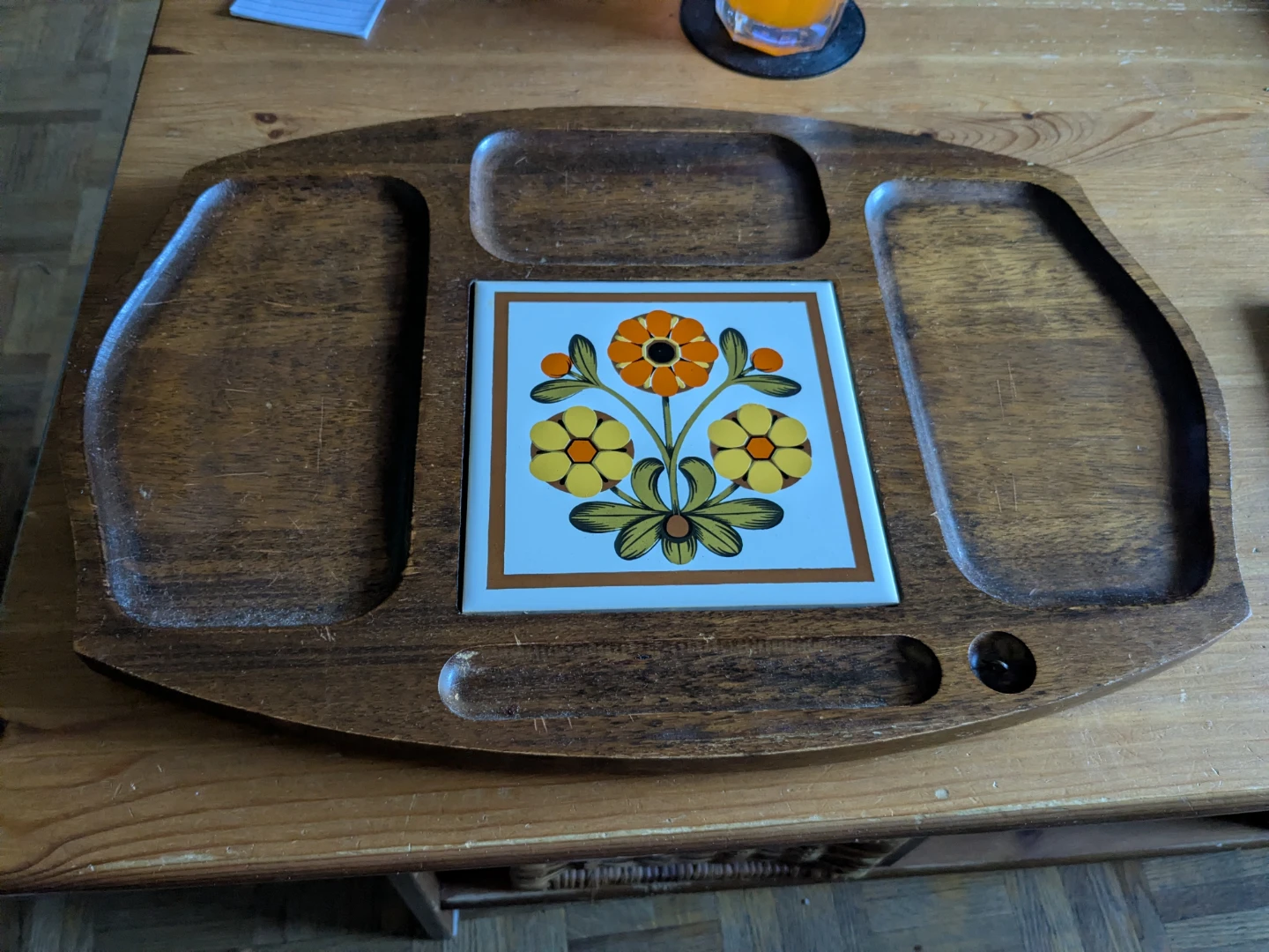 Gail Craft vintage 1970s wooden tray