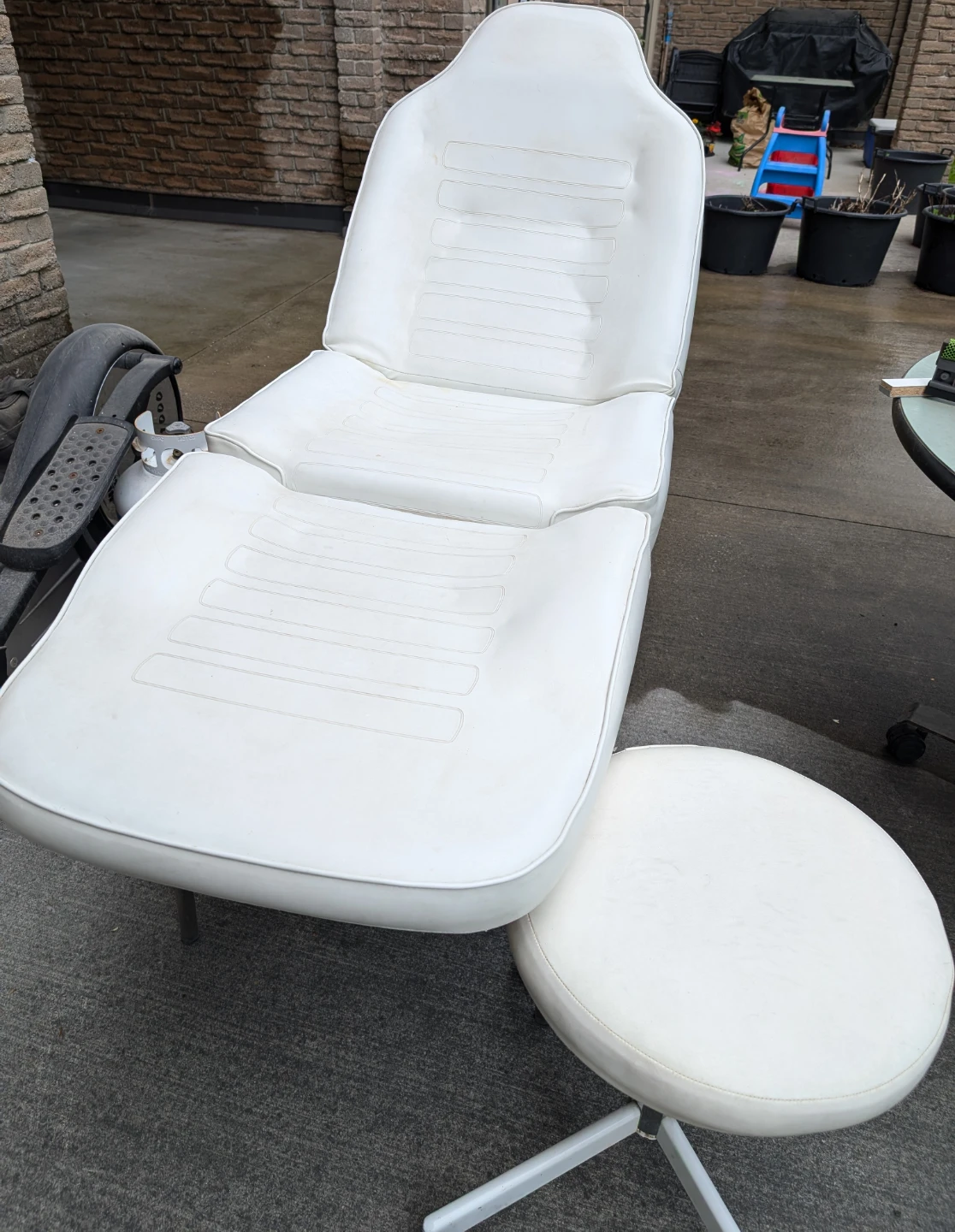 White Massage Table with Rolling Stool