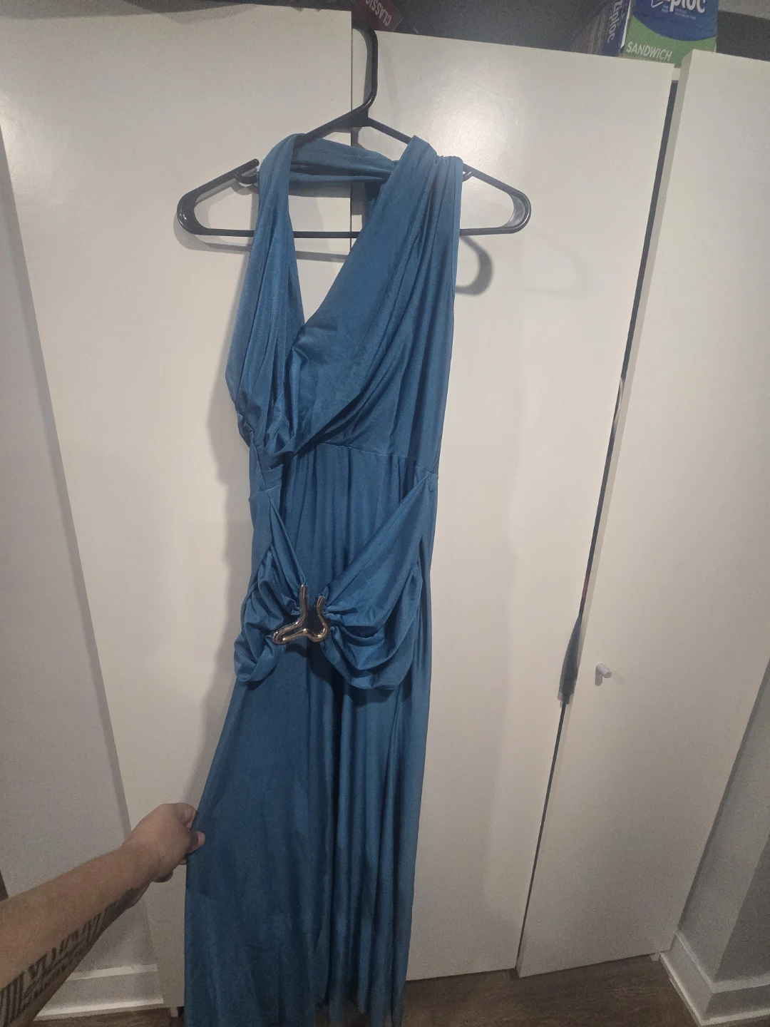 Teal One-Shoulder Ruched Maxi Dress - photo 2