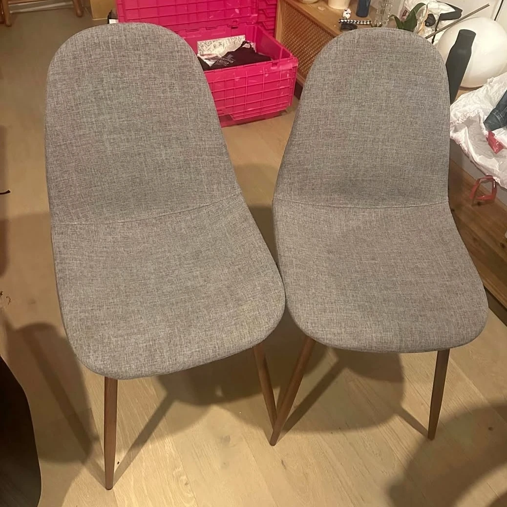 Set of 2 Grey Upholstered Dining Chairs