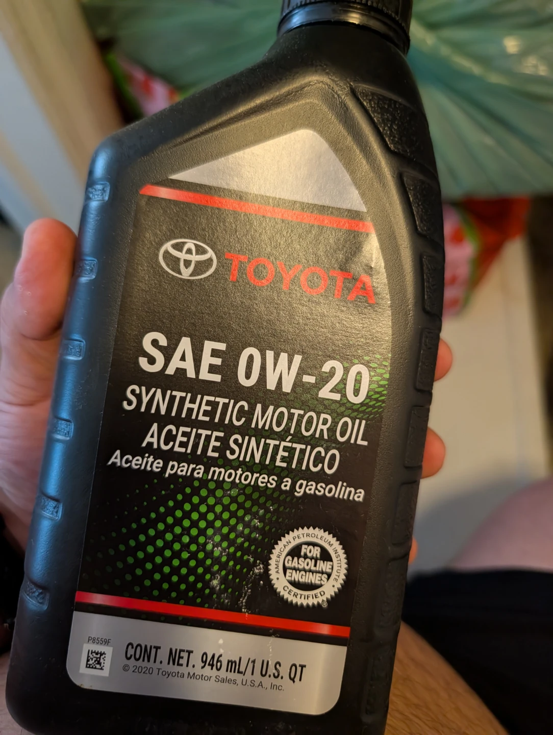 Toyota SAE 0W-20 Synthetic Motor Oil 1 US Quart
