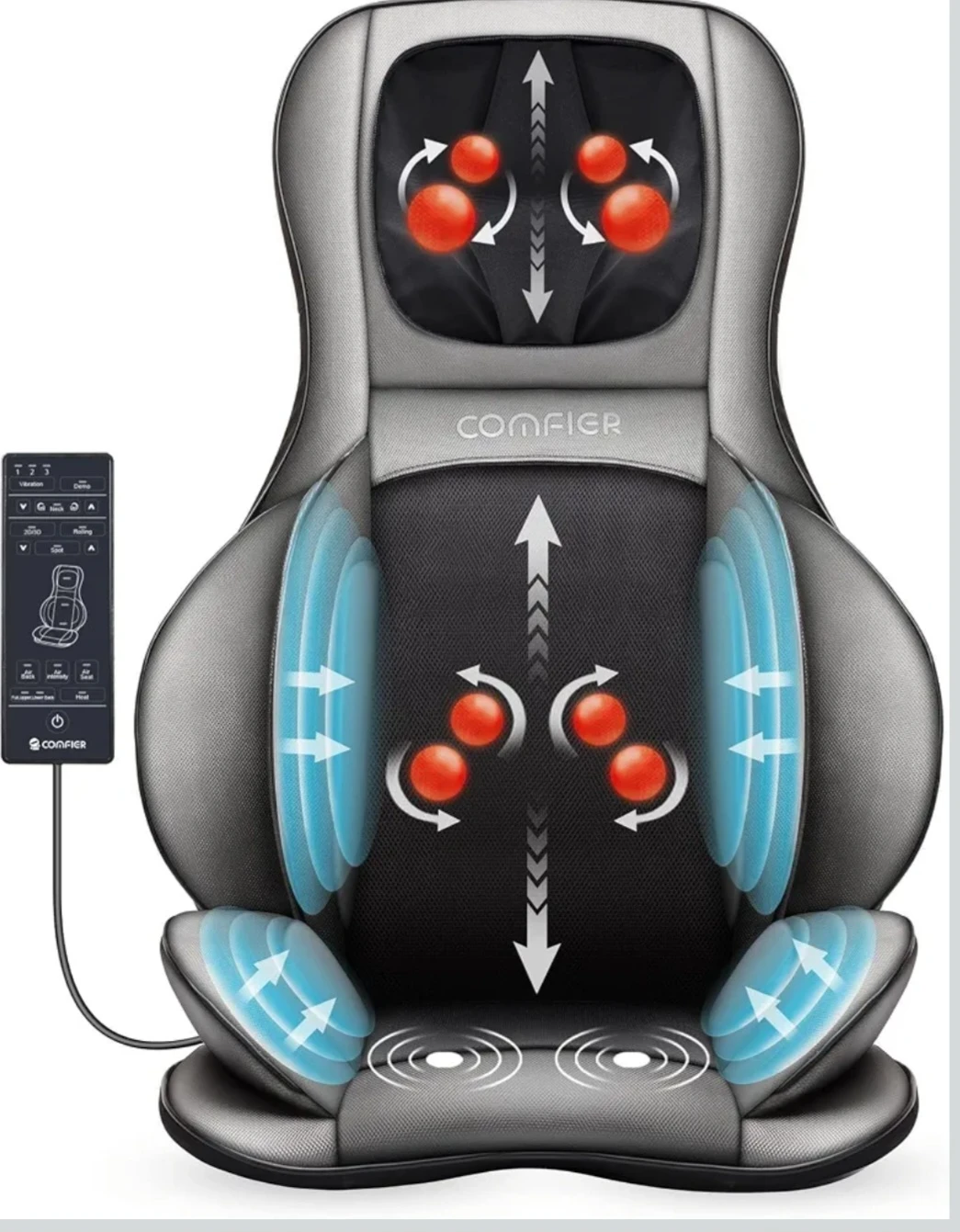 Comfier 2D/3D Shiatsu Massage Seat Cushion with Heat