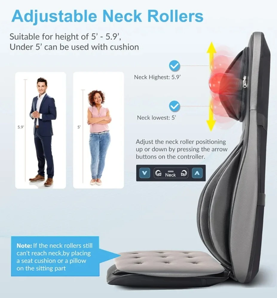 Comfier 2D/3D Shiatsu Massage Seat Cushion with Heat - photo 3