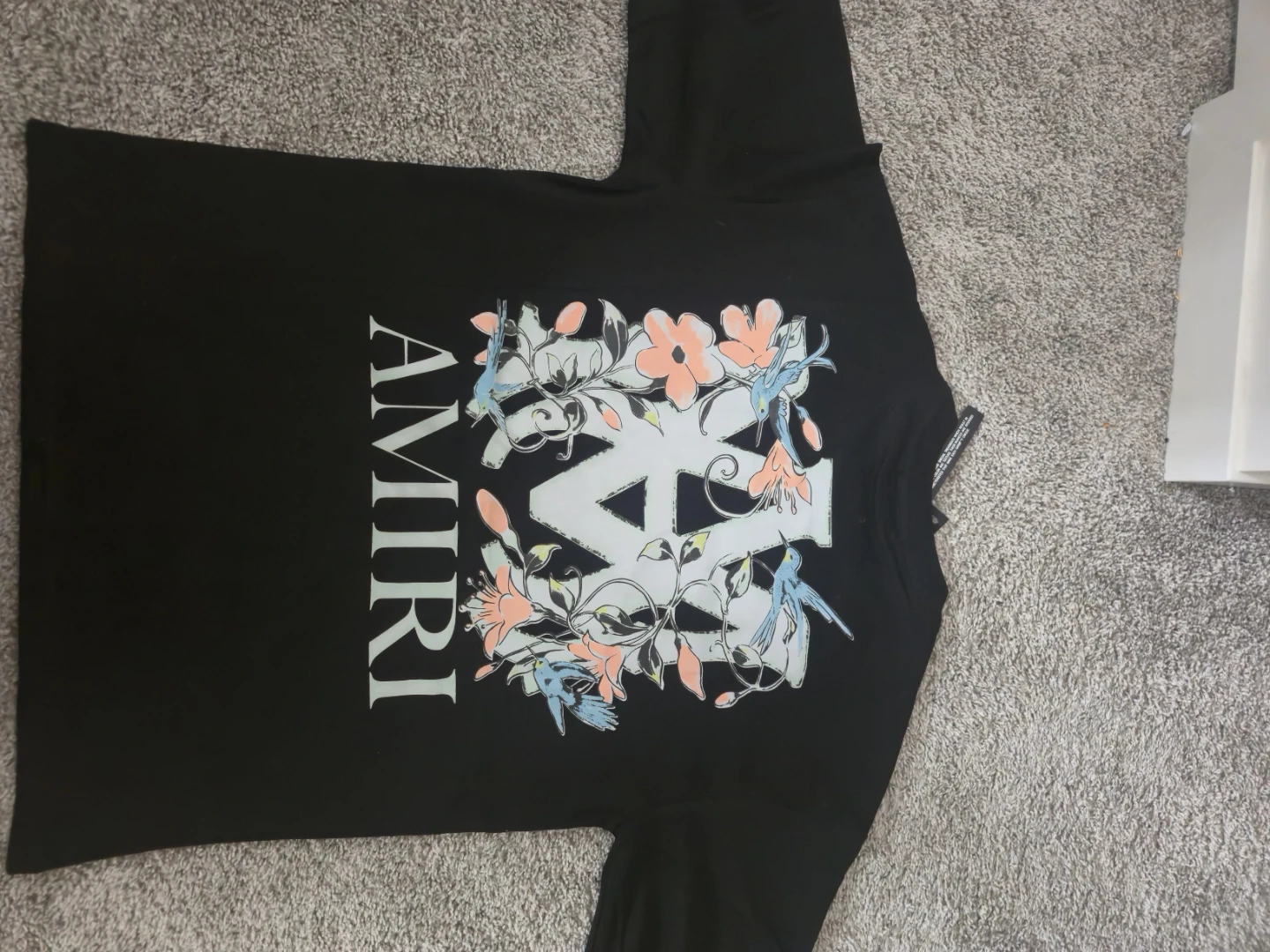 AMIRI Black T-Shirt with Floral Logo - photo 2