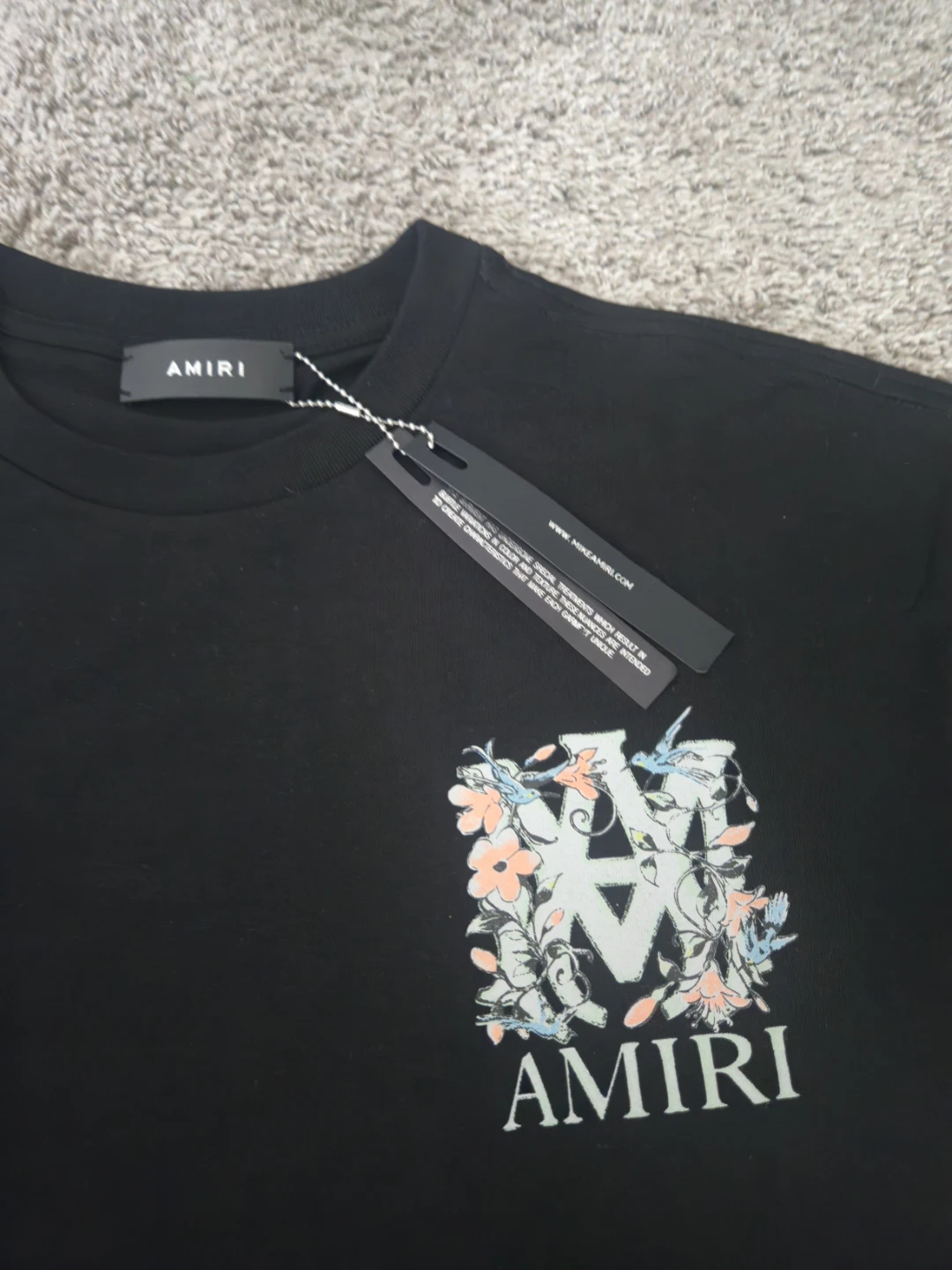 AMIRI Black T-Shirt with Floral Logo - photo 3