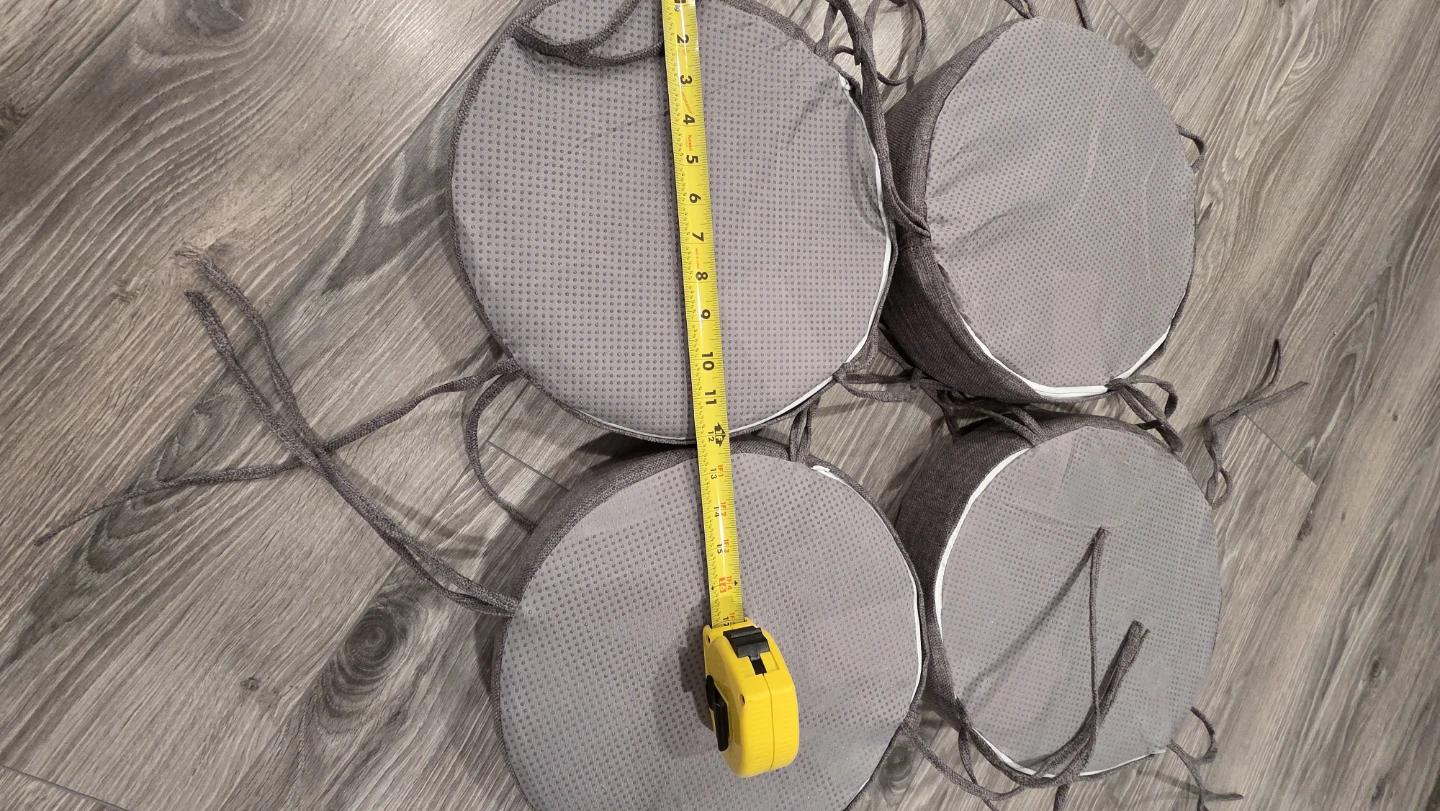 4 Grey Round Stool Cushions with Ties - photo 3