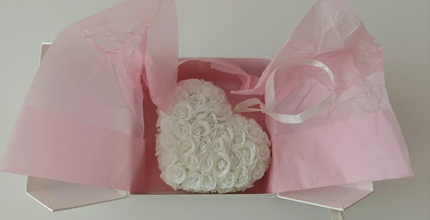 Heart of  White Roses in a Gift Box