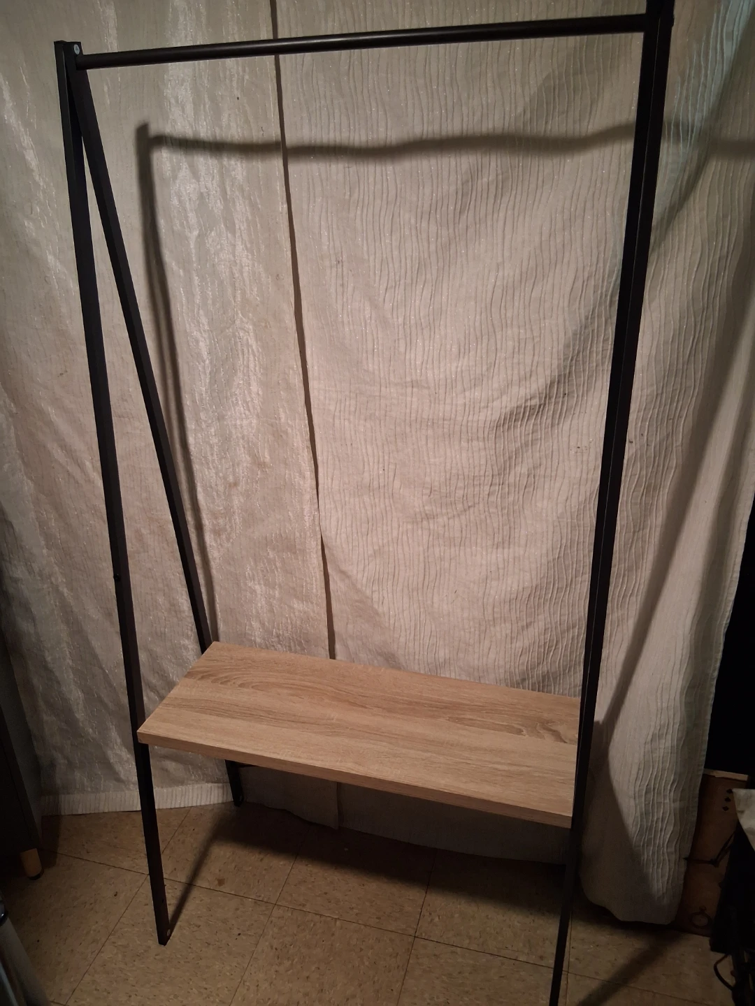 Metal Garment Rack with Wood Shelf