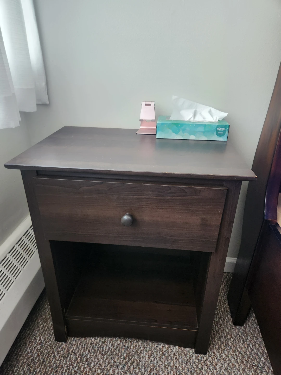 Dark Brown Wooden Nightstand