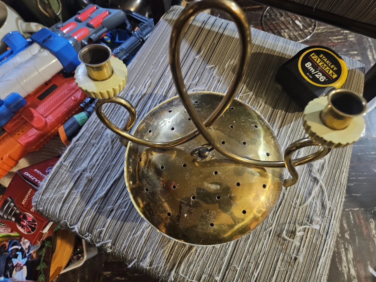 Brass Candelabra with Decorative Handles - photo 4