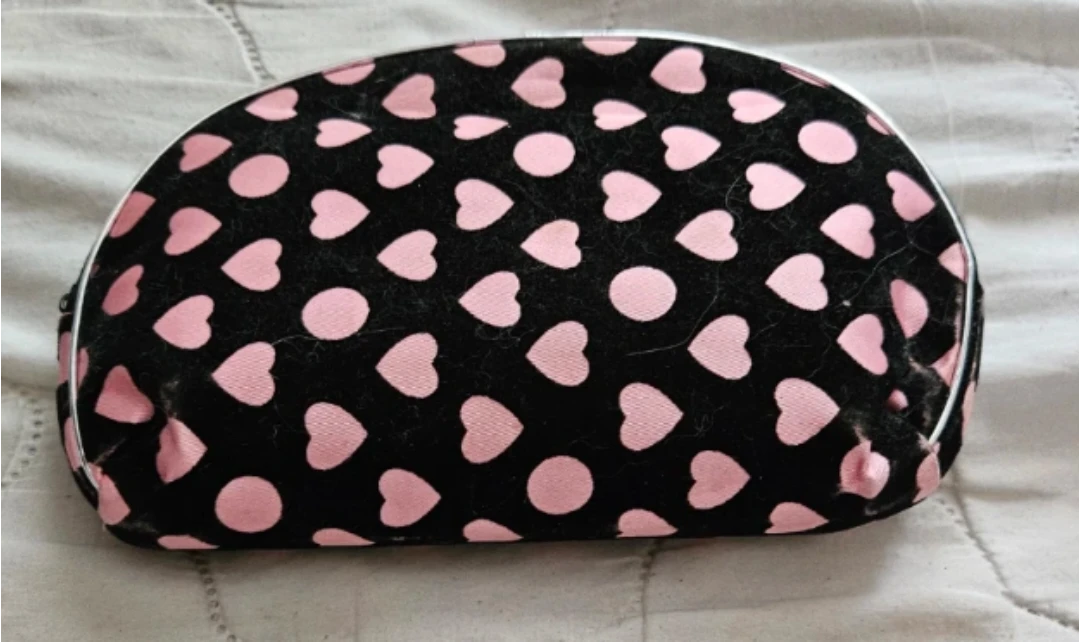 Pink heart cosmetic bag