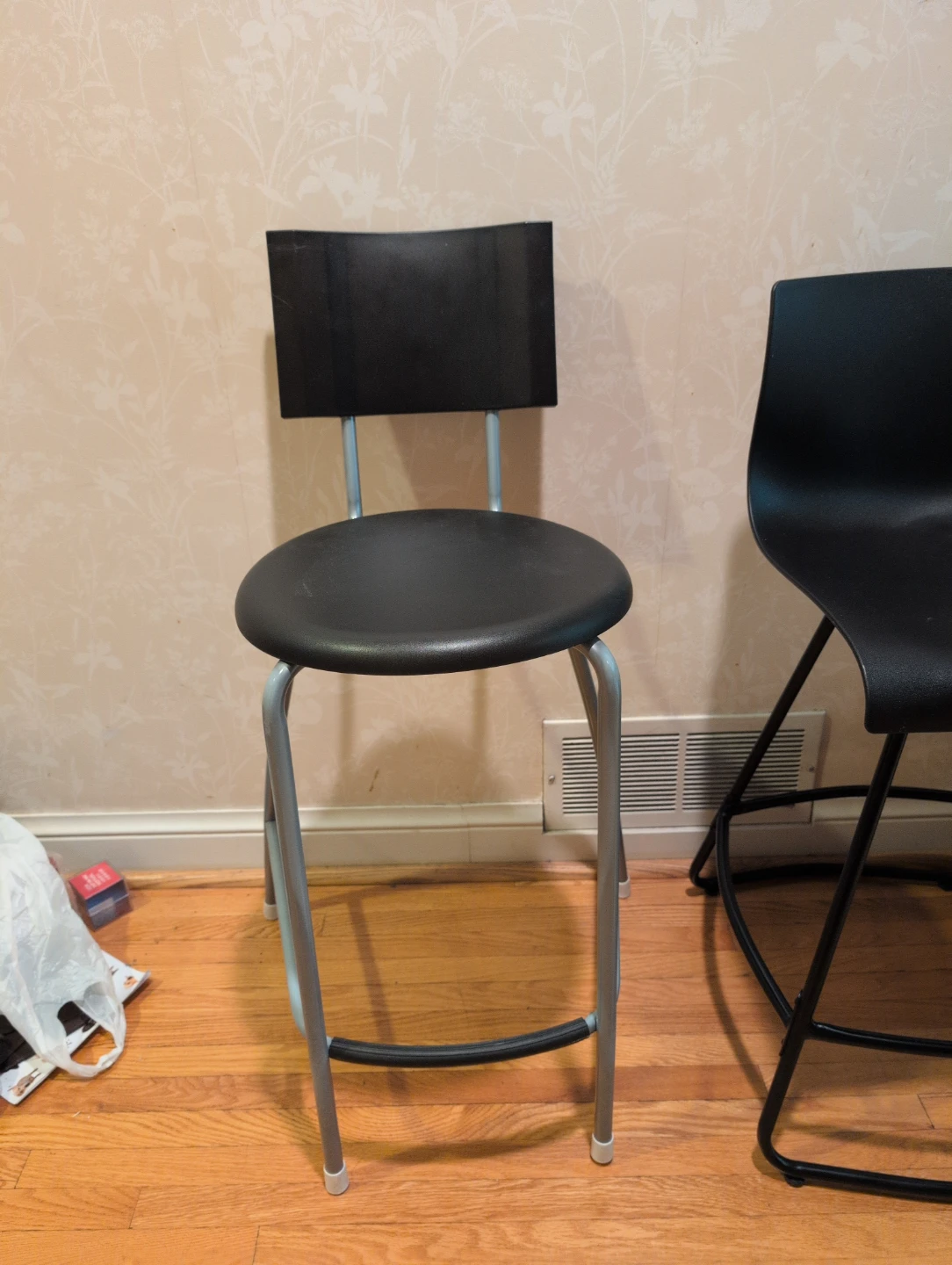 Black Bar Stool with Backrest