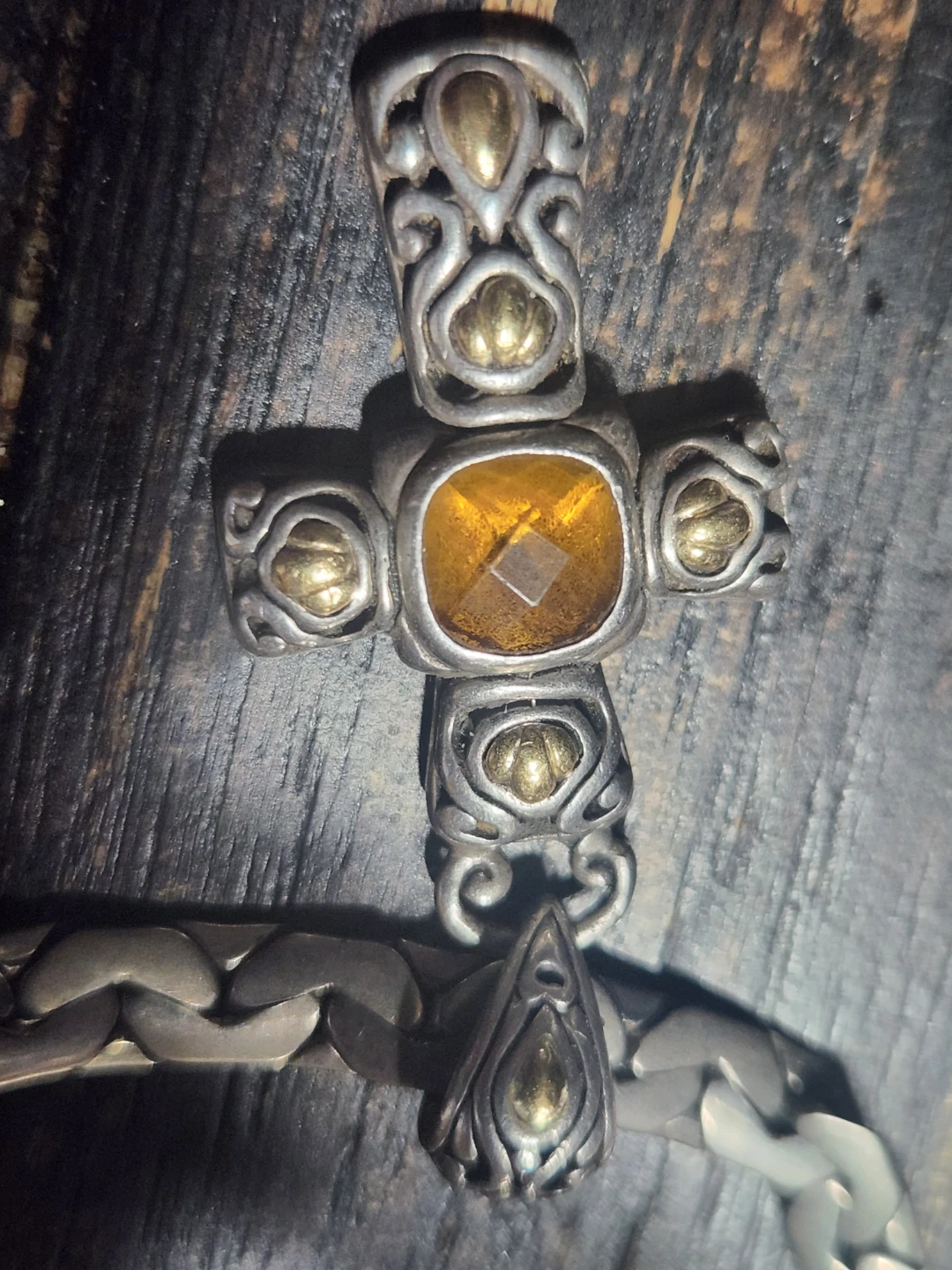 Samuel Benham 925 and 18k cross pendant with sterling chain - photo 3
