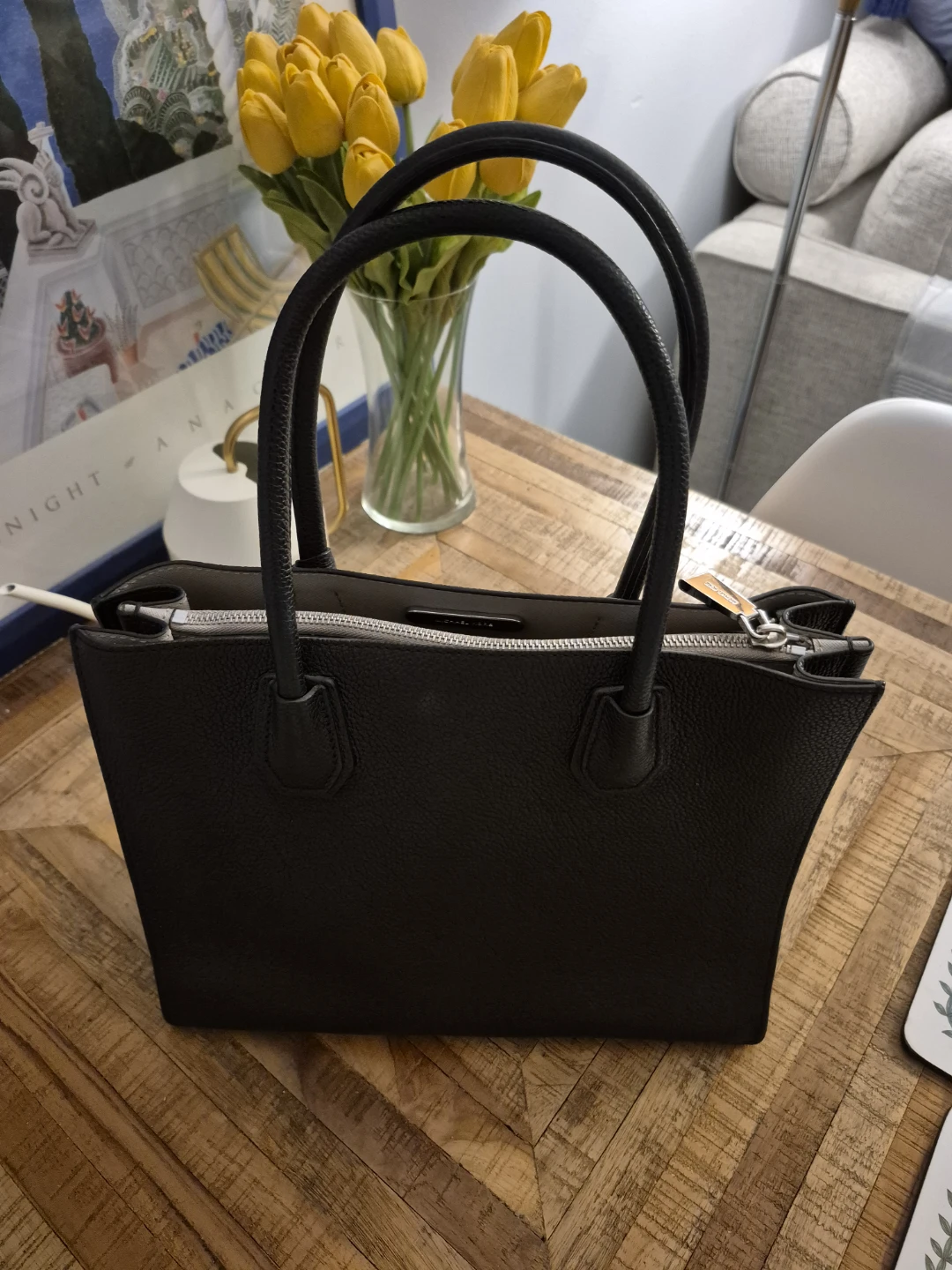 Michael Kors Black Leather Tote Bag