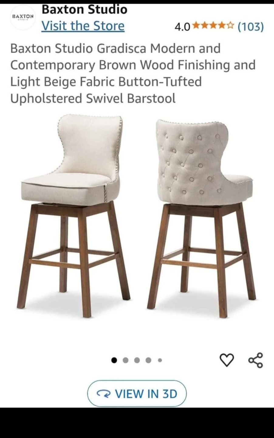 Baxton Studio Gradisca Barstool - Light Beige
