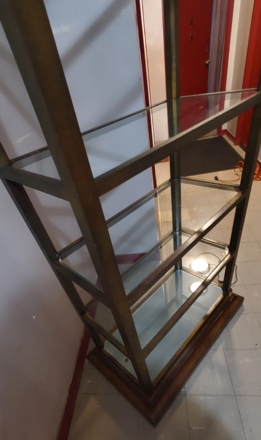 VINTAGE 60s ETAGERE BOOKCASE 5 shelves wood glass - photo 3