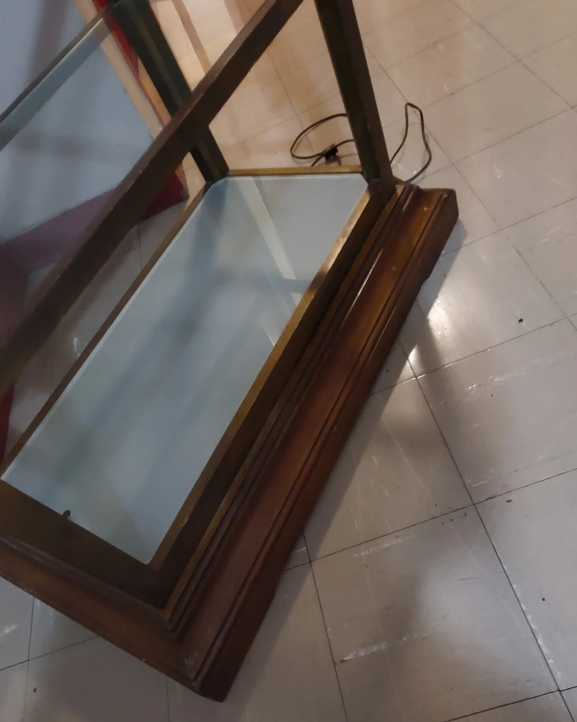 VINTAGE 60s ETAGERE BOOKCASE 5 shelves wood glass - photo 4