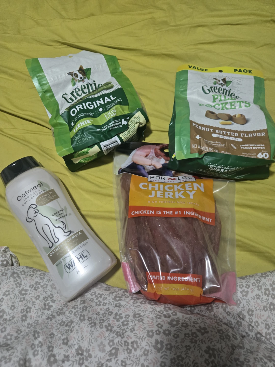 Dog food and shampoo