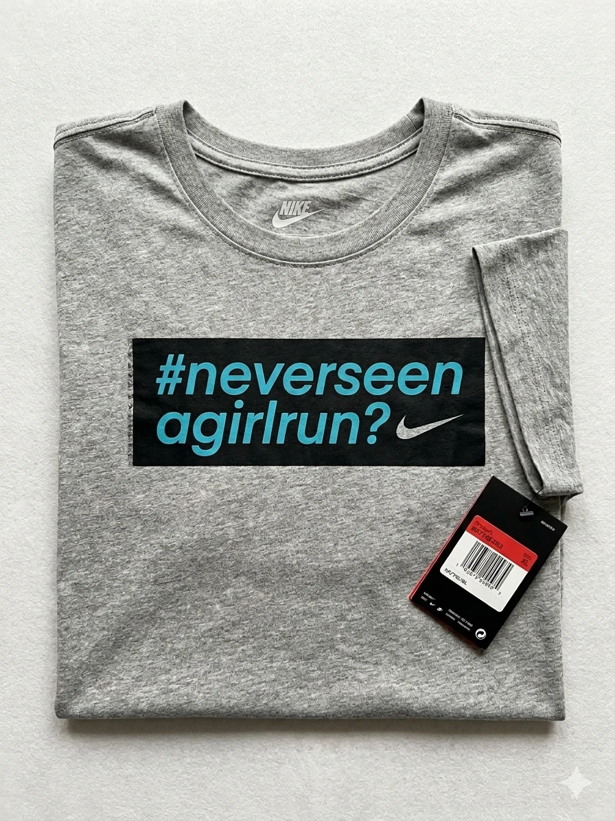 Nike Women's Grey #neverseenagirlrun? T-Shirt Size L - photo 5