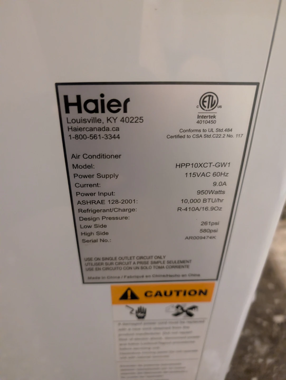 Haier Portable Air Conditioner - photo 2