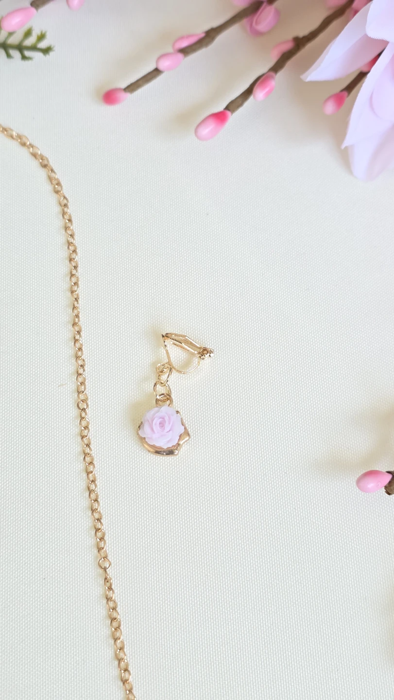 Gold Tone Watch Bracelet & Necklace Set with Rose Accents - photo 4