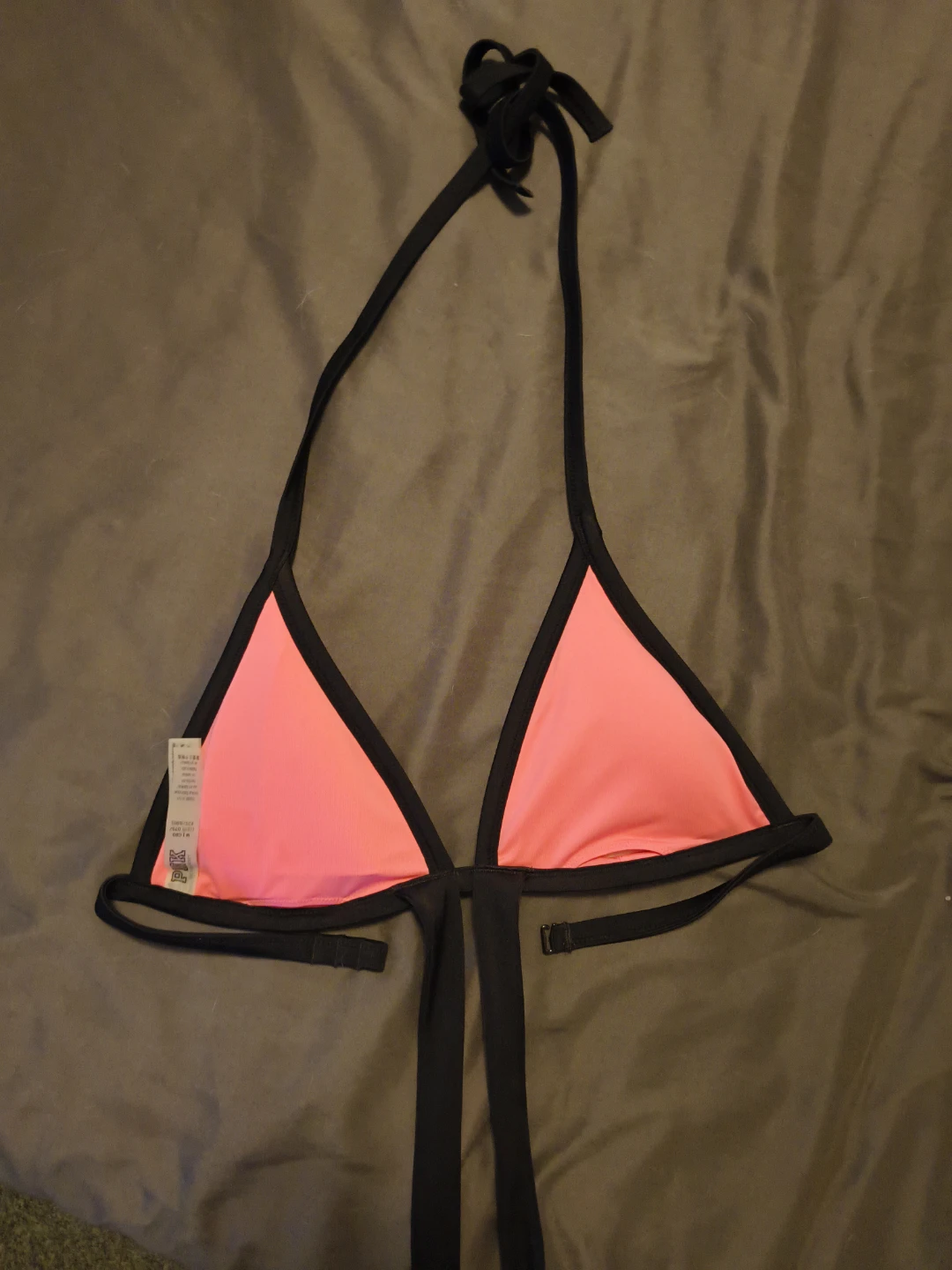 Pink and Black Triangle Bikini Top - photo 2