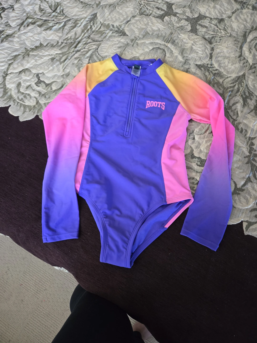 Roots Long Sleeve Swimsuit - Purple/Pink/Yellow Ombre Size 12 - photo 2