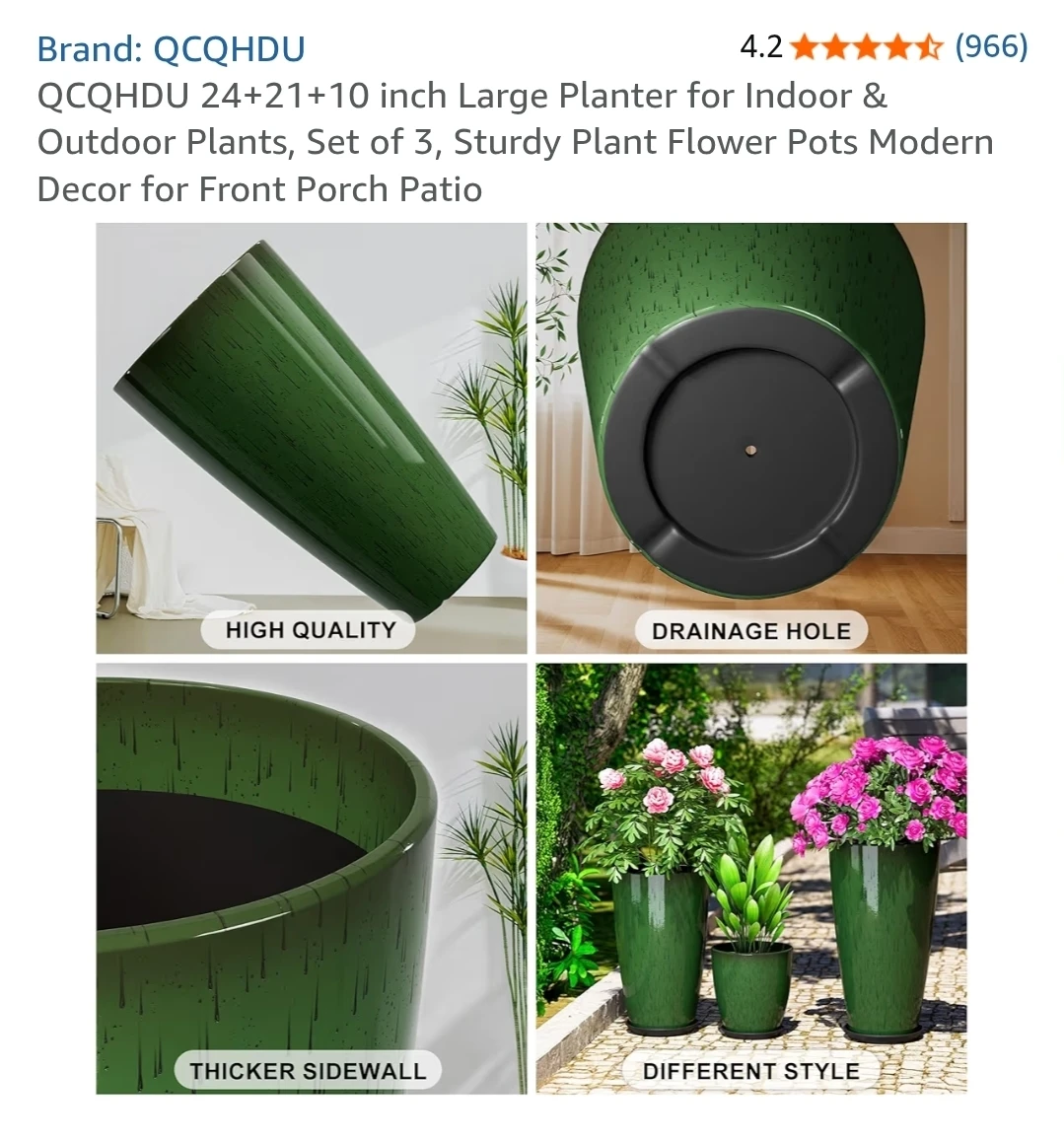 QCQHDU 24+21+10 inch Large Planter Set of 3 - photo 3