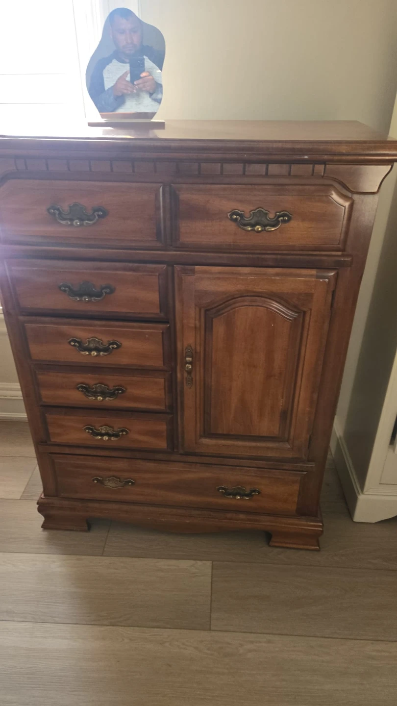 Solid Wood Dresser with Cabinet