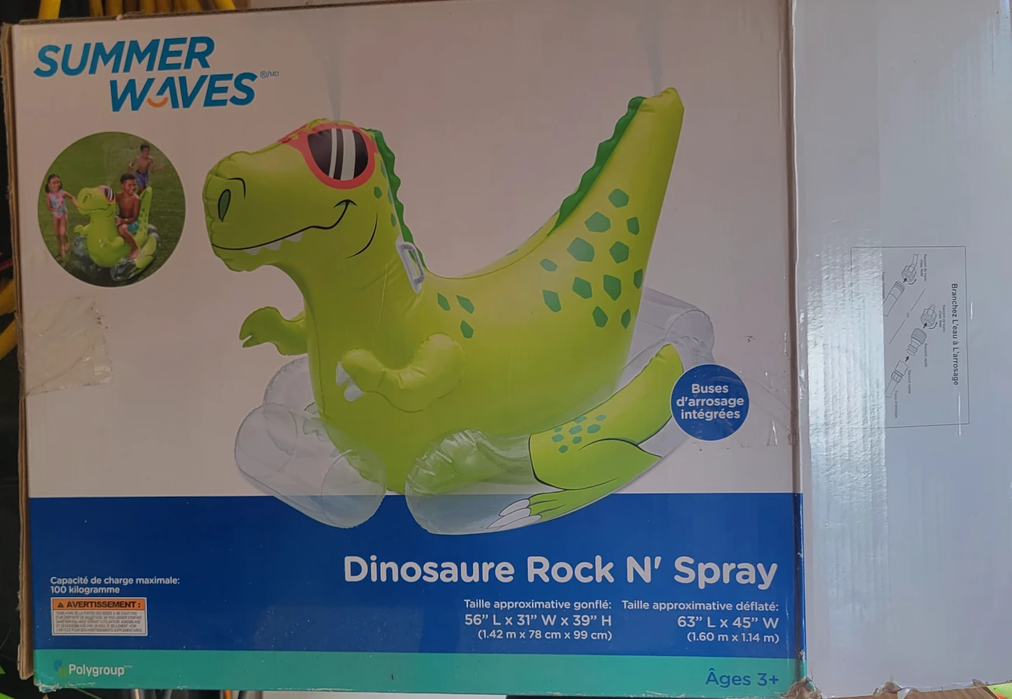 Summer Waves Rock N' Spray Dino Inflatable Pool Float - photo 3