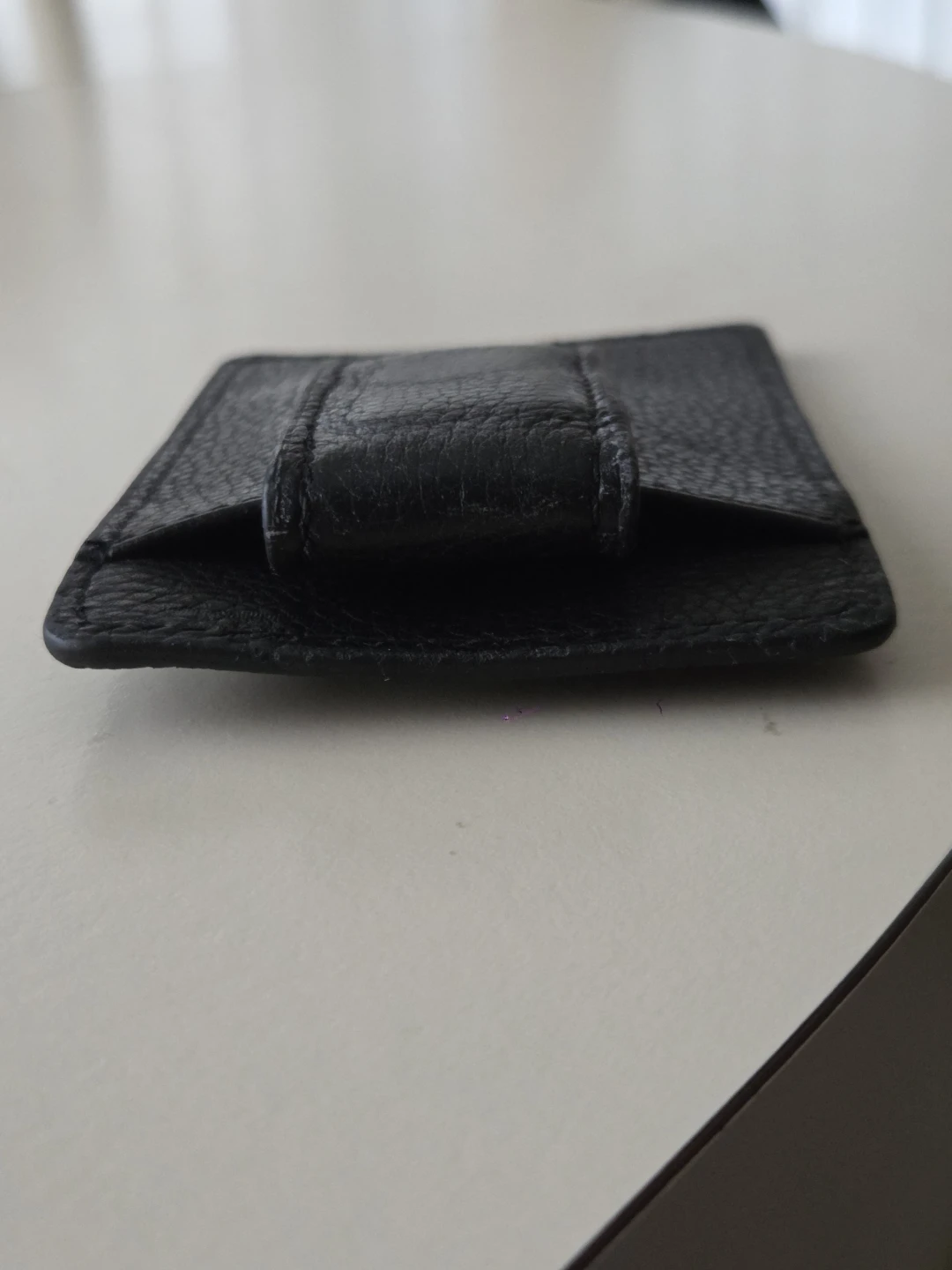 Black Leather Magnetic Money Clip Card Holder. NEW - photo 3