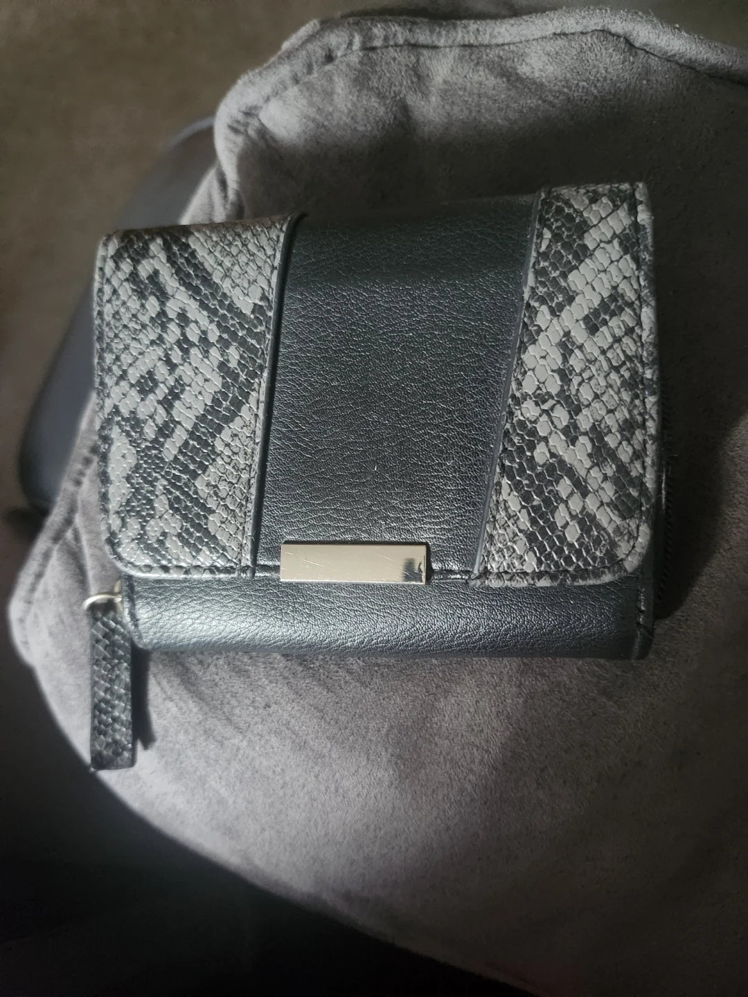 Black Faux Leather Snake Print Wallet