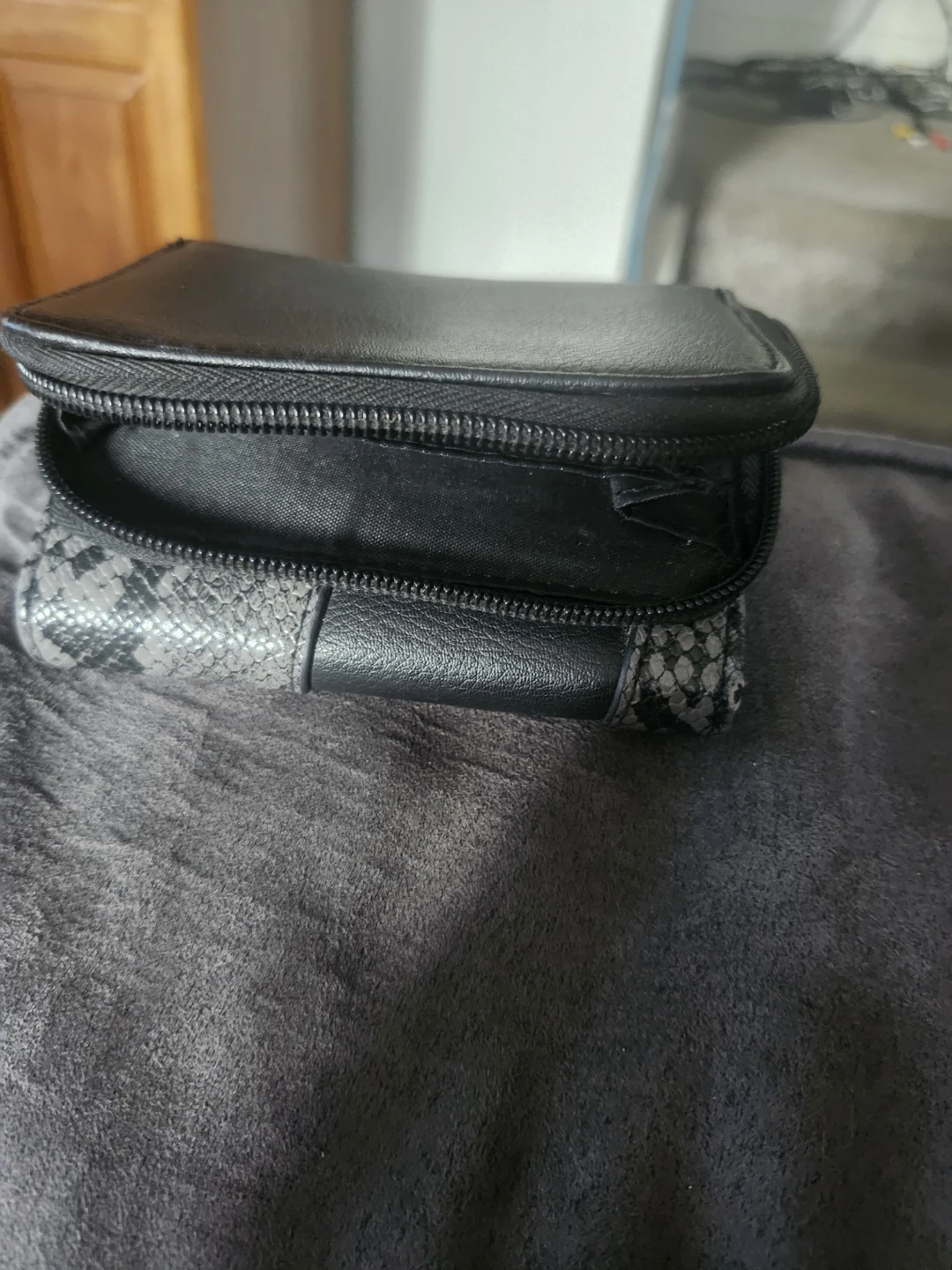 Black Faux Leather Snake Print Wallet - photo 3