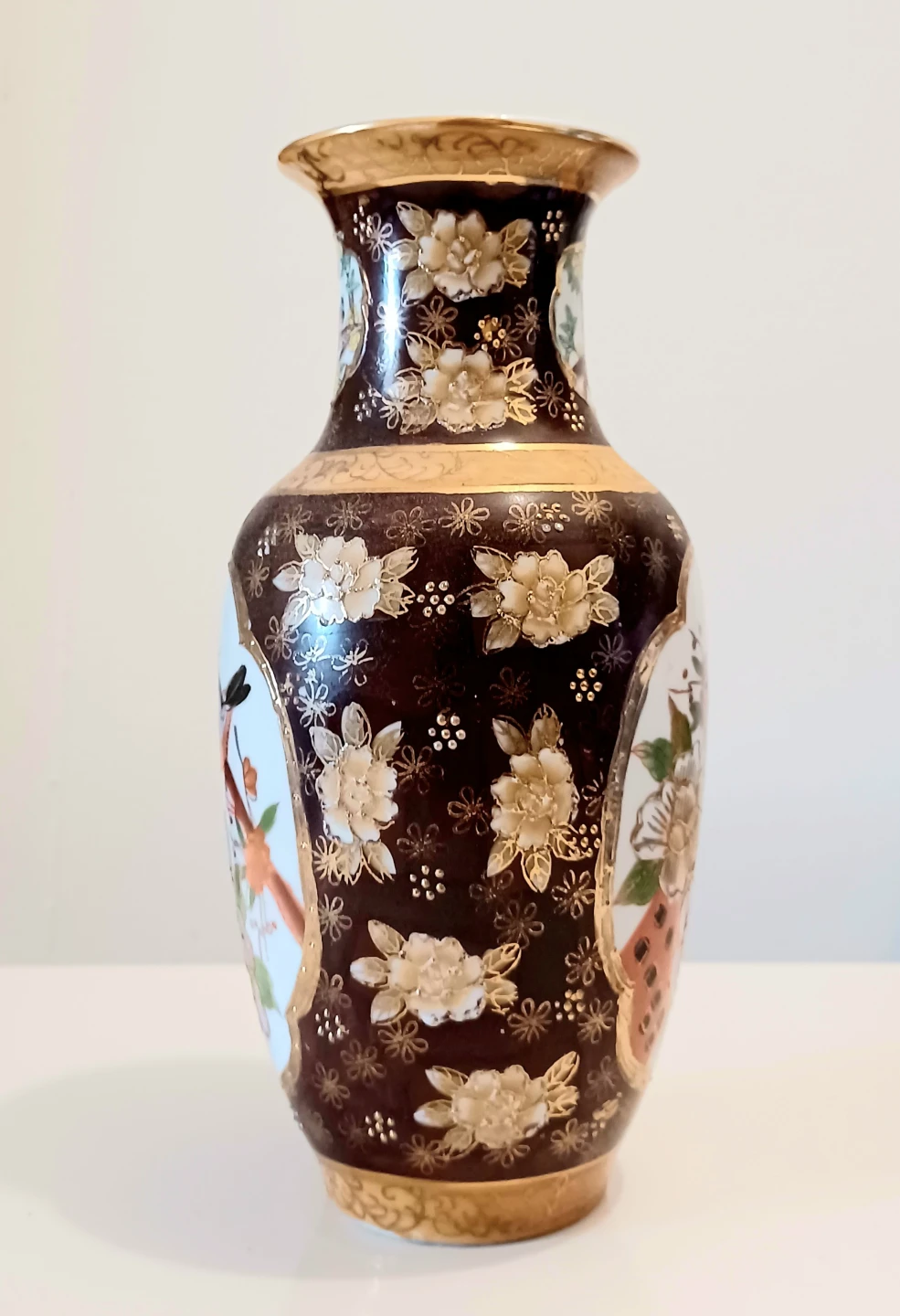 Vtg Bone China Hand Painted Satsuma Vase - photo 2