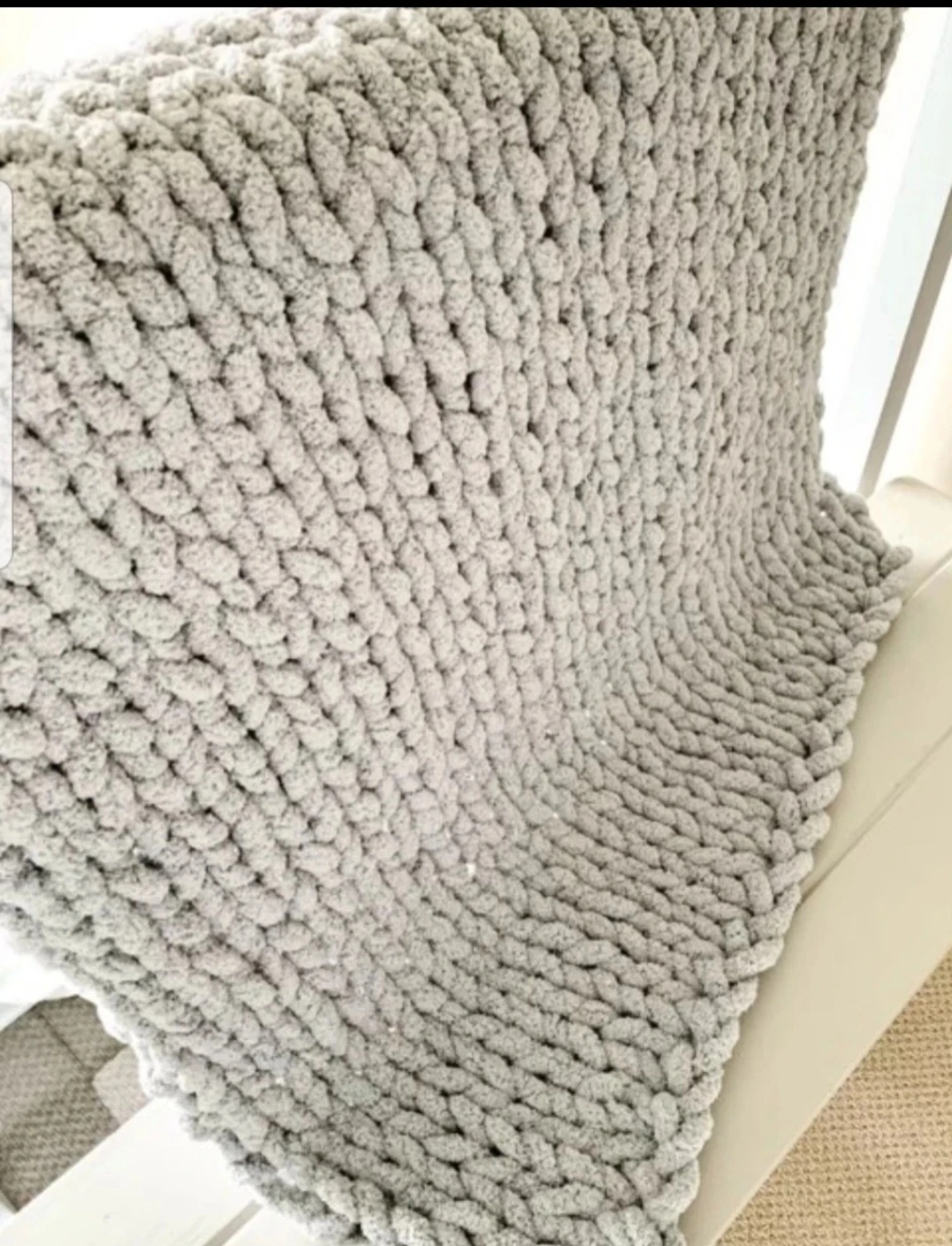 NEW XL Chunky Knit Chenille Blanket | Misty Grey Blue - photo 3
