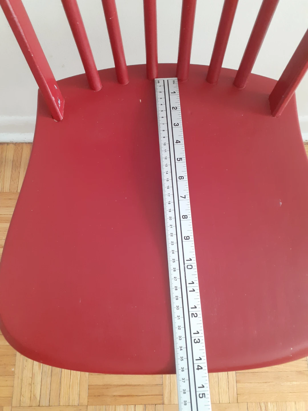 Set of 3 Red Wooden Chairs - photo 2