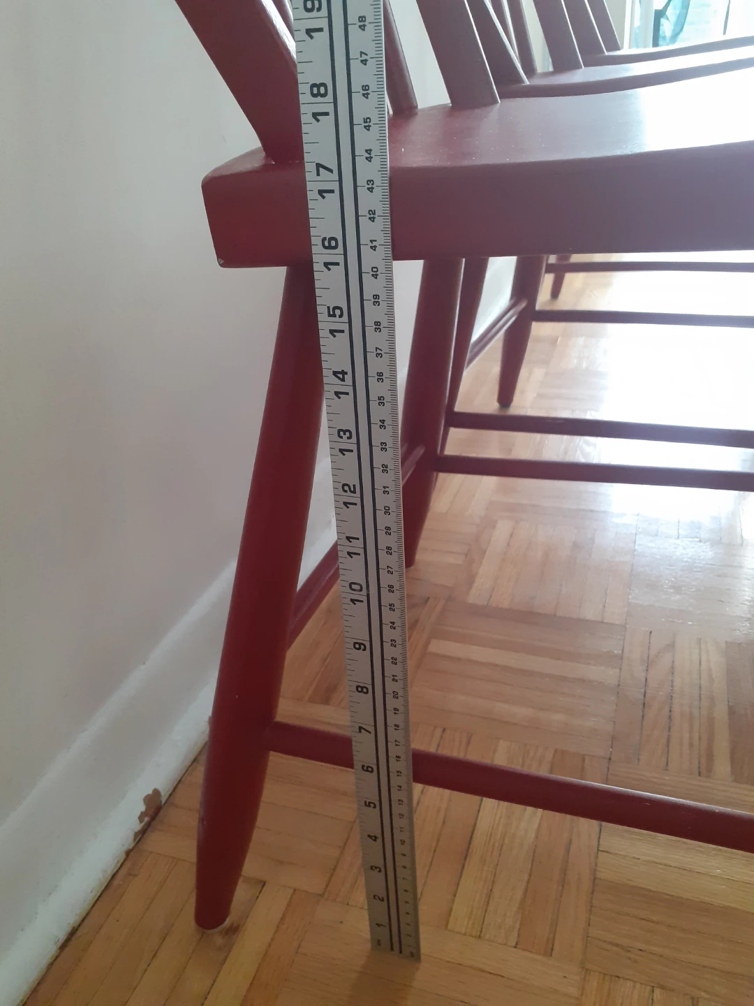 Set of 3 Red Wooden Chairs - photo 3
