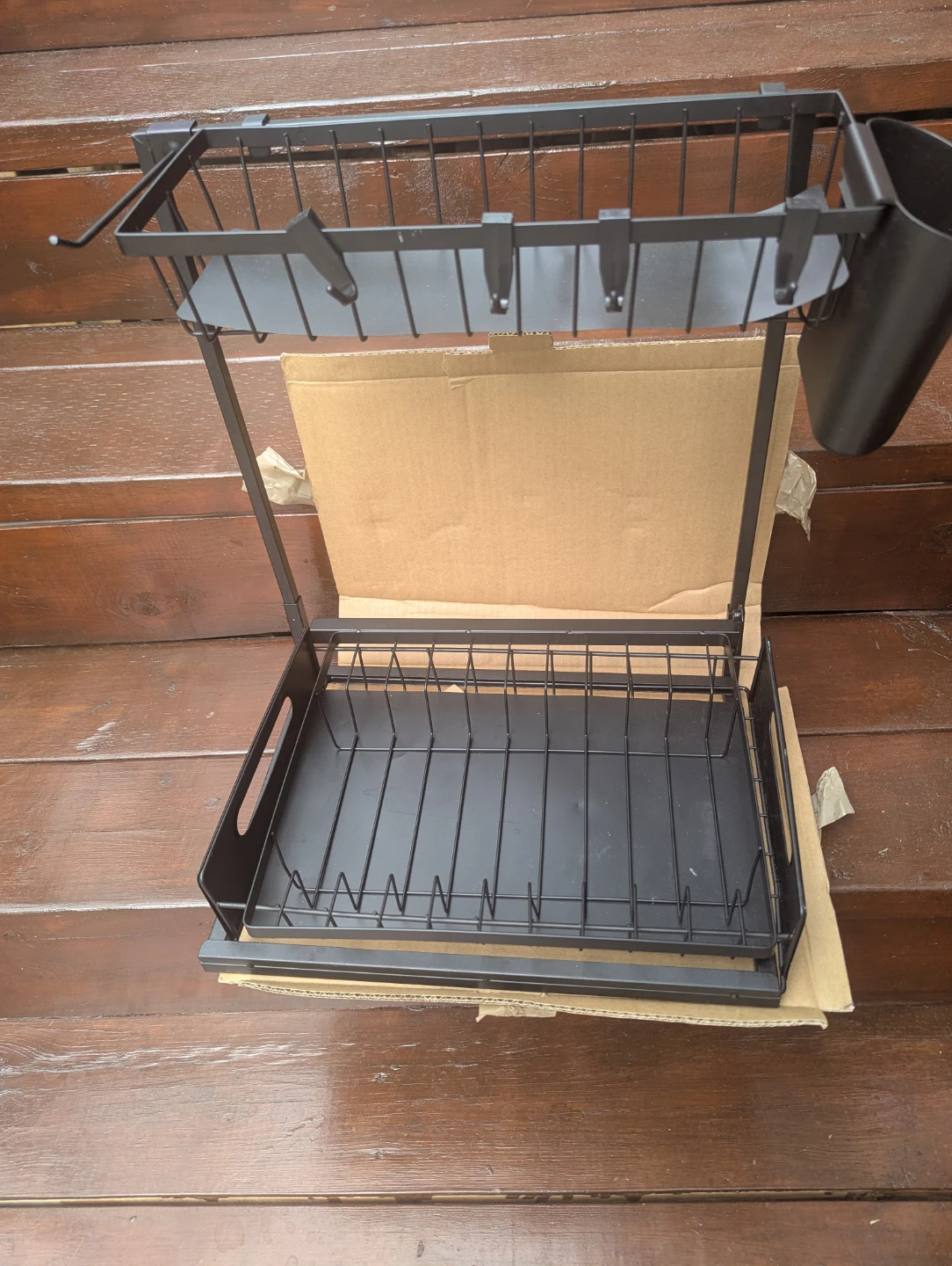 Black Metal Dish Drying Rack with Utensil Holder - photo 4